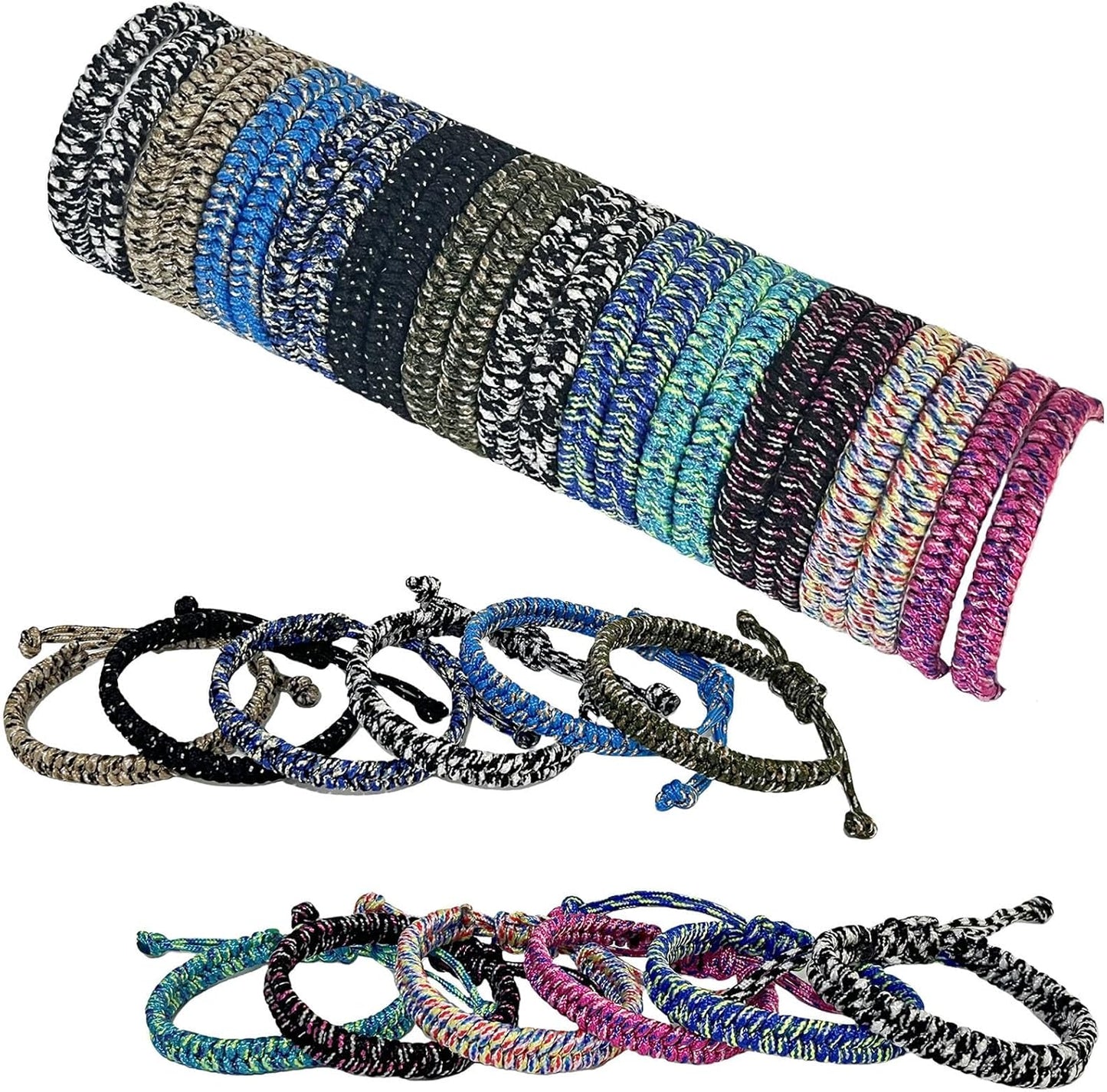 24 pcs Braided Friendship Bracelets for Teen Girls Boys Assorted Colors Paracord Bracelets Bulk Handmade Goody Bag Stuffers Easter Basket Filler for Teens Teenager Birthday Christmas Party Favors