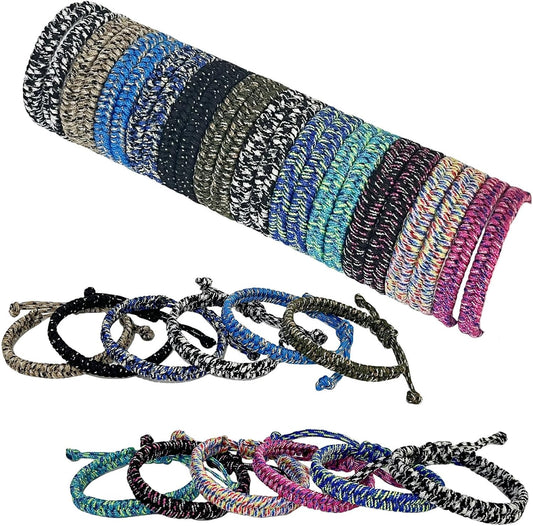 24 pcs Braided Friendship Bracelets for Teen Girls Boys Assorted Colors Paracord Bracelets Bulk Handmade Goody Bag Stuffers Easter Basket Filler for Teens Teenager Birthday Christmas Party Favors