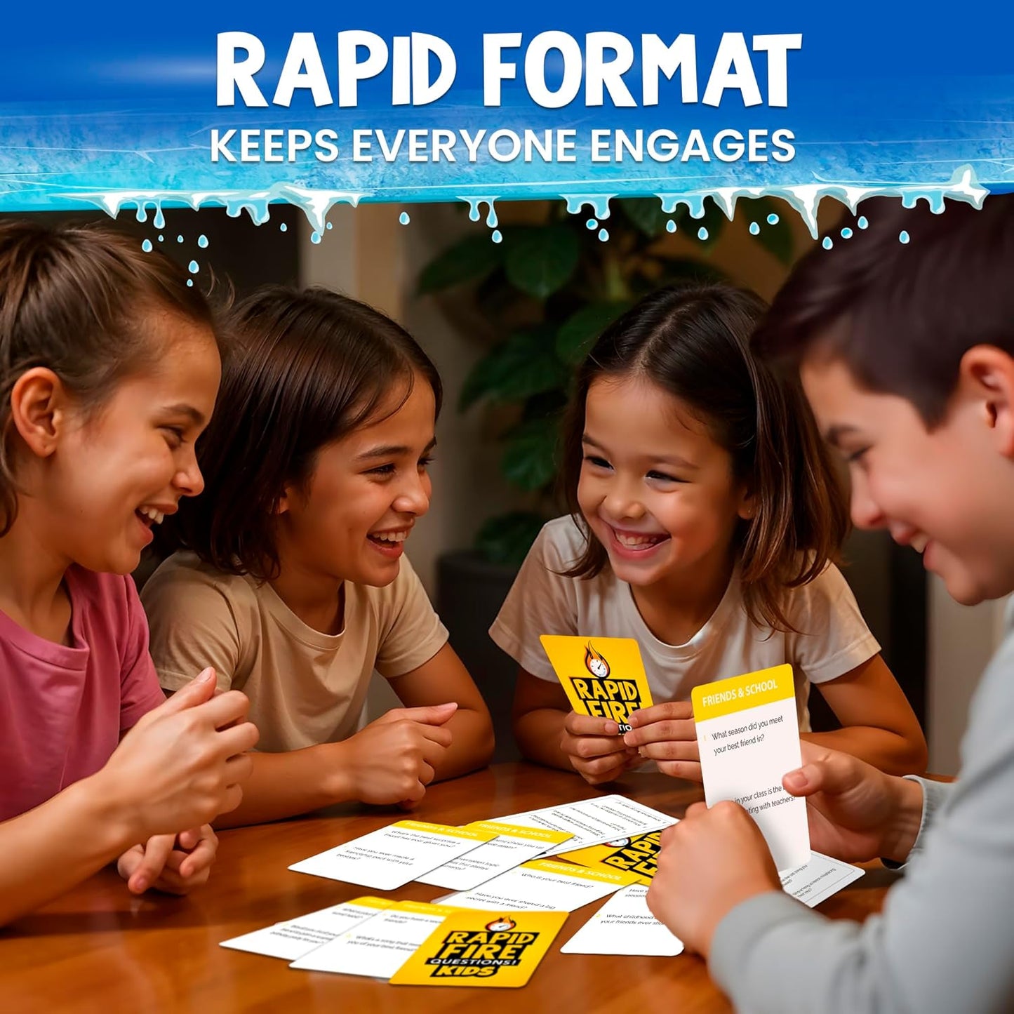 QUOKKA Kids Premium Rapid Fire Questions - Break The Ice Game for Kids & Families - Icebreaker Cards with 500+ Questions - Family Game Night - Ages 6+