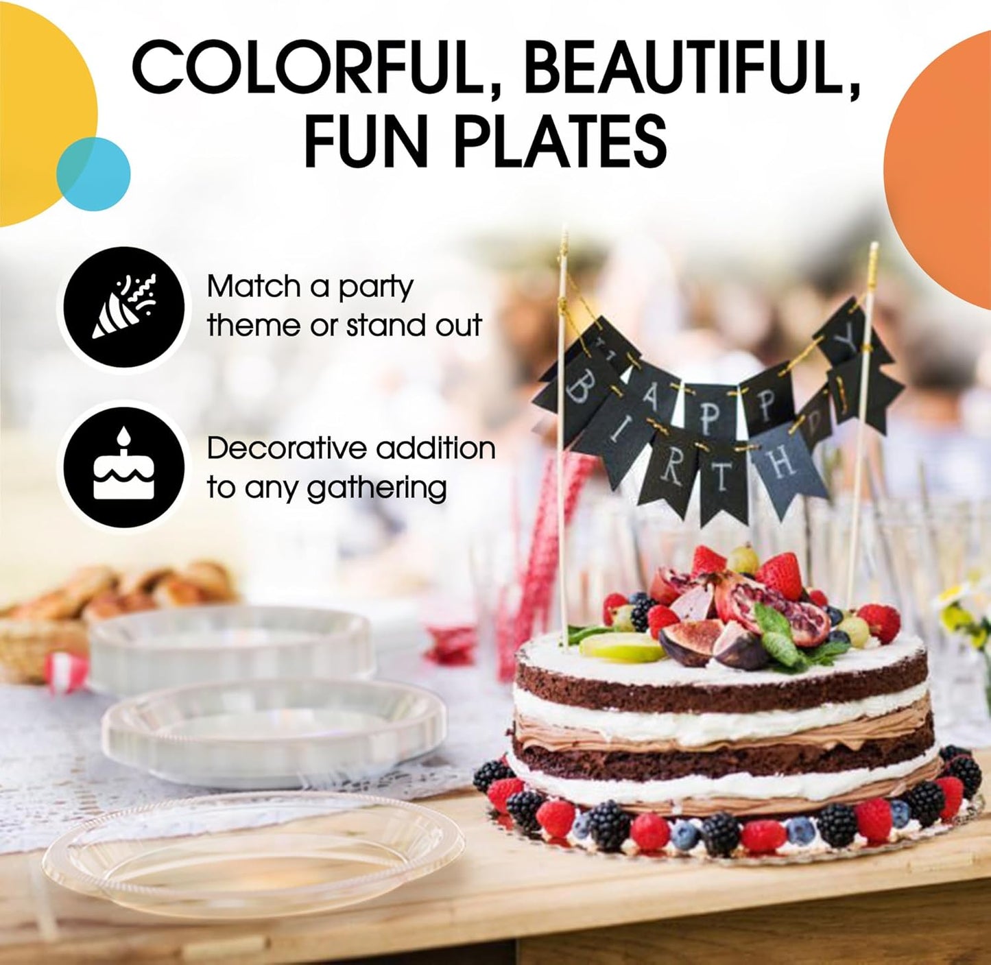 Exquisite Party Solids Clear Plastic Plates For Party 7" Clear Disposable Plates Heavy Duty 100 Pcs Plastic Dinnerware Sets Heavy Duty 350 GSM Disposable Dinnerware Set