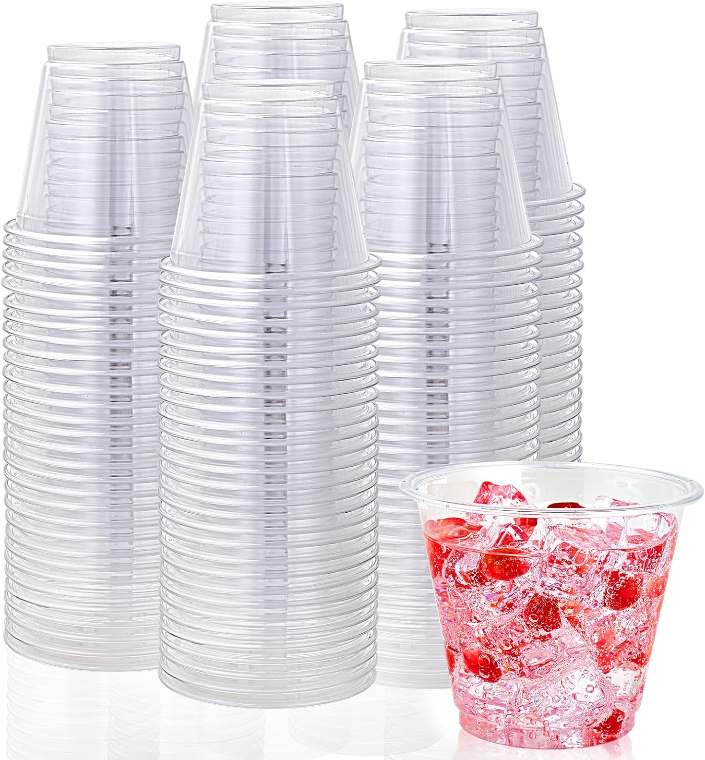Lilymicky 300 Pack 9 oz Clear Plastic Cups, 9 Ounce Disposable Plastic Drinking Cups, Crystal Clear, for Parties, Ceremonies, Events