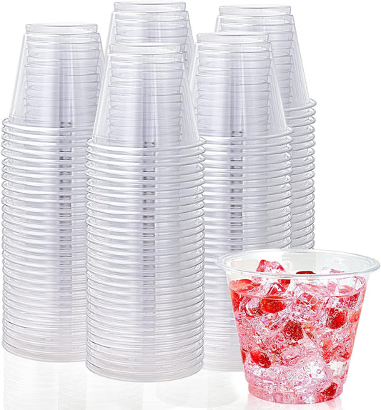 Lilymicky 300 Pack 9 oz Clear Plastic Cups, 9 Ounce Disposable Plastic Drinking Cups, Crystal Clear, for Parties, Ceremonies, Events