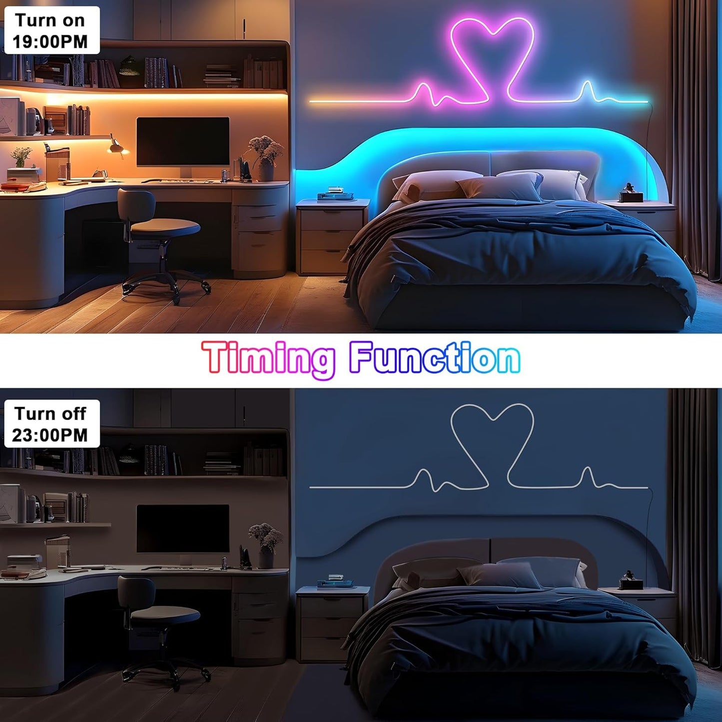 Cozylady RGB Neon LED Rope Lights, Waterproof Bluetooth APP Remote Control Music Sync Strip Lights, 24V Flexible DIY Silicone Light for Bedroom Home Indoor Outdoor Decor (15M/50Ft)