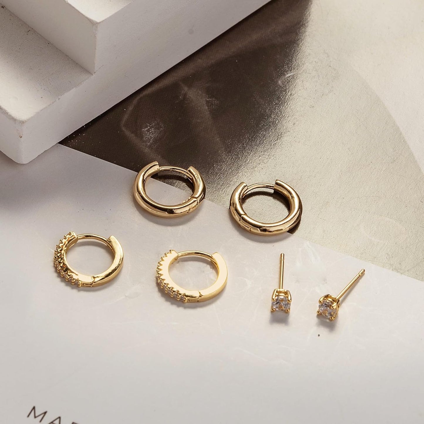 Gold Earrings for Women, 14k Gold Plated Dangle Huggie Earrings for Women Trendy Dainty Gold Hoop Earring Stacks Hypoallergenic Pearl Chain Drop Cartilage Earring Fashion Womens Jewelry