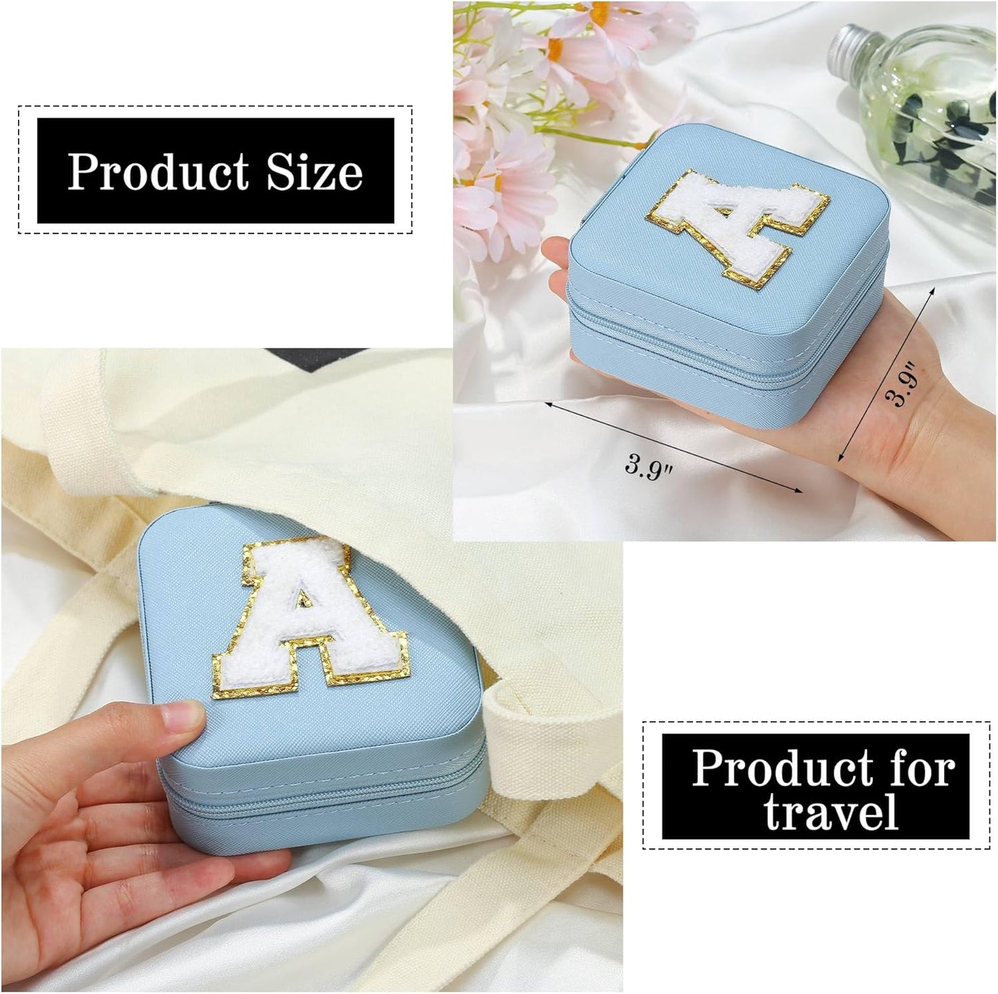 Parima Christmas Stocking Stuffers Gifts for Grandkids Women, Bridesmaid Gifts for Women Wedding Travel Essentials Small Jewelry Box | Travel Jewelry Case - Letter S, Sky Blue