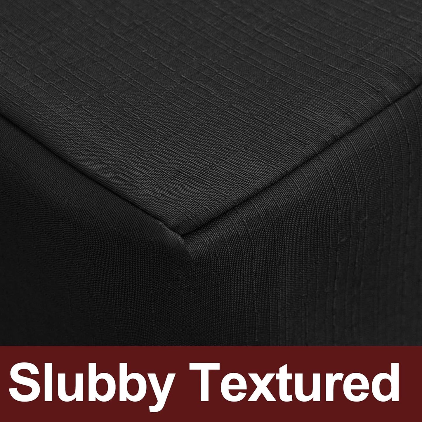 HolidayIdeas 2 Pack Fitted Table Covers Rectangle - 96 x 30 Inch - Black Linen Textured Tablecloths for 8 Foot Tables, Fabric Tableclothes for Party, Wedding, Trade Show