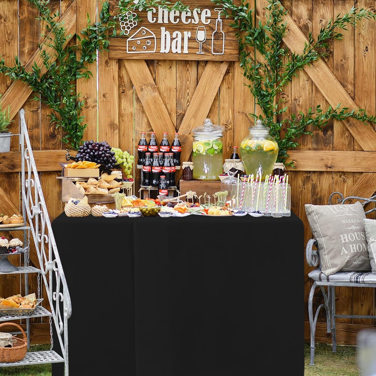 HolidayIdeas 2 Pack Square Fitted Table Covers - 38 x 38 Inch - Black Fabric Washable Tablecloth Protectors for Folding Table, Parties, Holiday Dinner, Trade Show, Vendor Stand