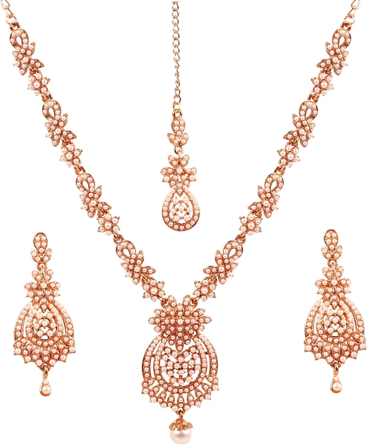 Touchstone Indian jewelry sets for women maang tikka wedding guest gold necklace bollywood jewellery set pageant elegant prom bride accessories western crystal chunky rhinestone necklaces