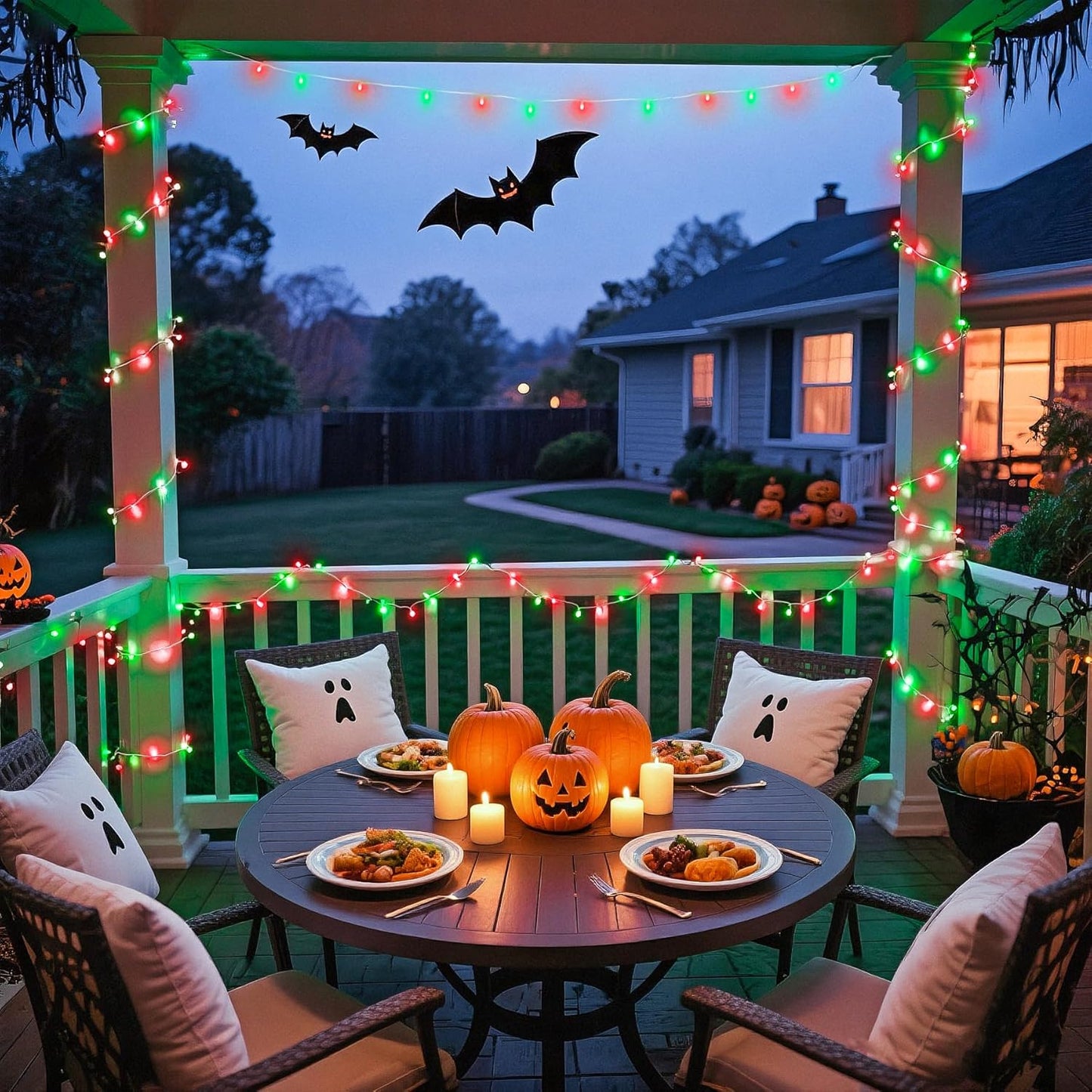 JMEXSUSS 200 LED String Lights Outdoor for Halloween Decor, Red & Green Christmas Lights Clear Wire, 11 Modes Connectable Twinkle String Lights Plug in for Christmas Halloween Garden Home Decorations