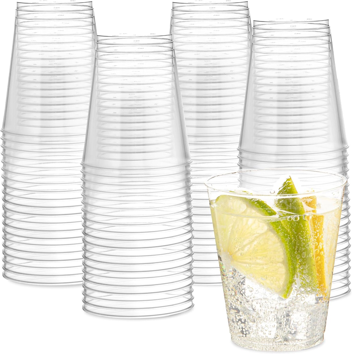 PLASTICPRO Disposable 7 oz Crystal Clear Plastic Tumblers for Party's & Weddings pack of 100