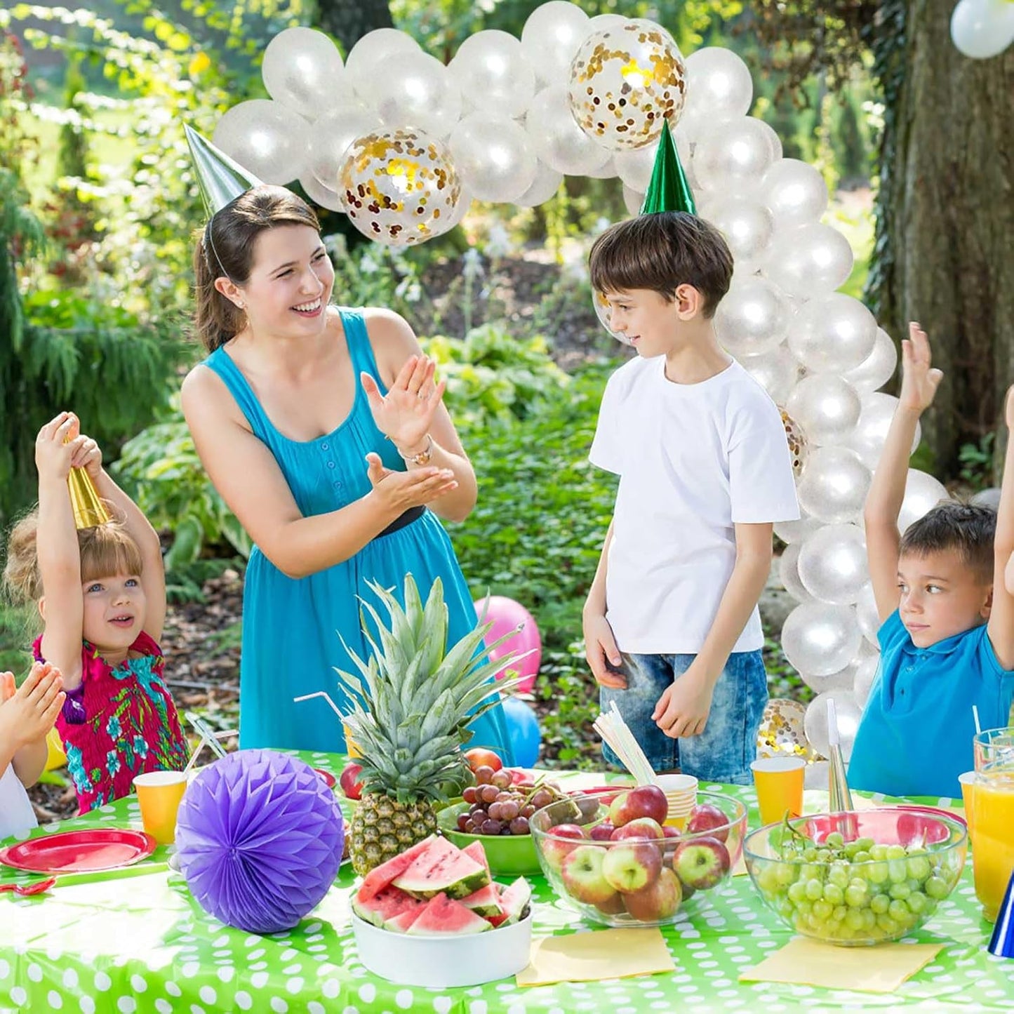 DIY Balloon Arch & Garland kit, 113Pcs White Party Balloons Decoration Set, Gold Confetti Balloons & White Latex Balloons for Baby Shower, Wedding, Birthday, Graduation, Anniversary Organic Party