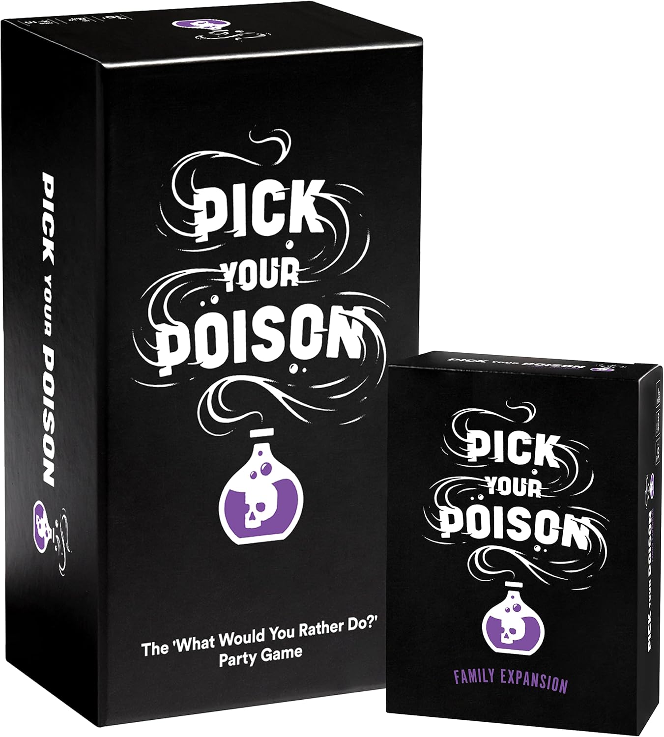 Pick Your Poison Party Game + Family Expansion Set - The “What Would You Rather Do?” Card Game for White Elephant Parties, Stocking Stuffers + Board Games Night with Friends