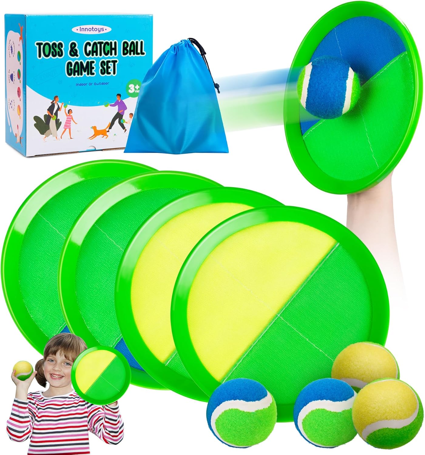 Toss and Catch Ball Game - Ideal Outdoor Beach, Pool & Yard Toy for Toddlers and Kids Ages 4, 5, 6, 7, 8+, Perfect for Boys Girls - Great Birthday Gift & Easter Basket Stuffer