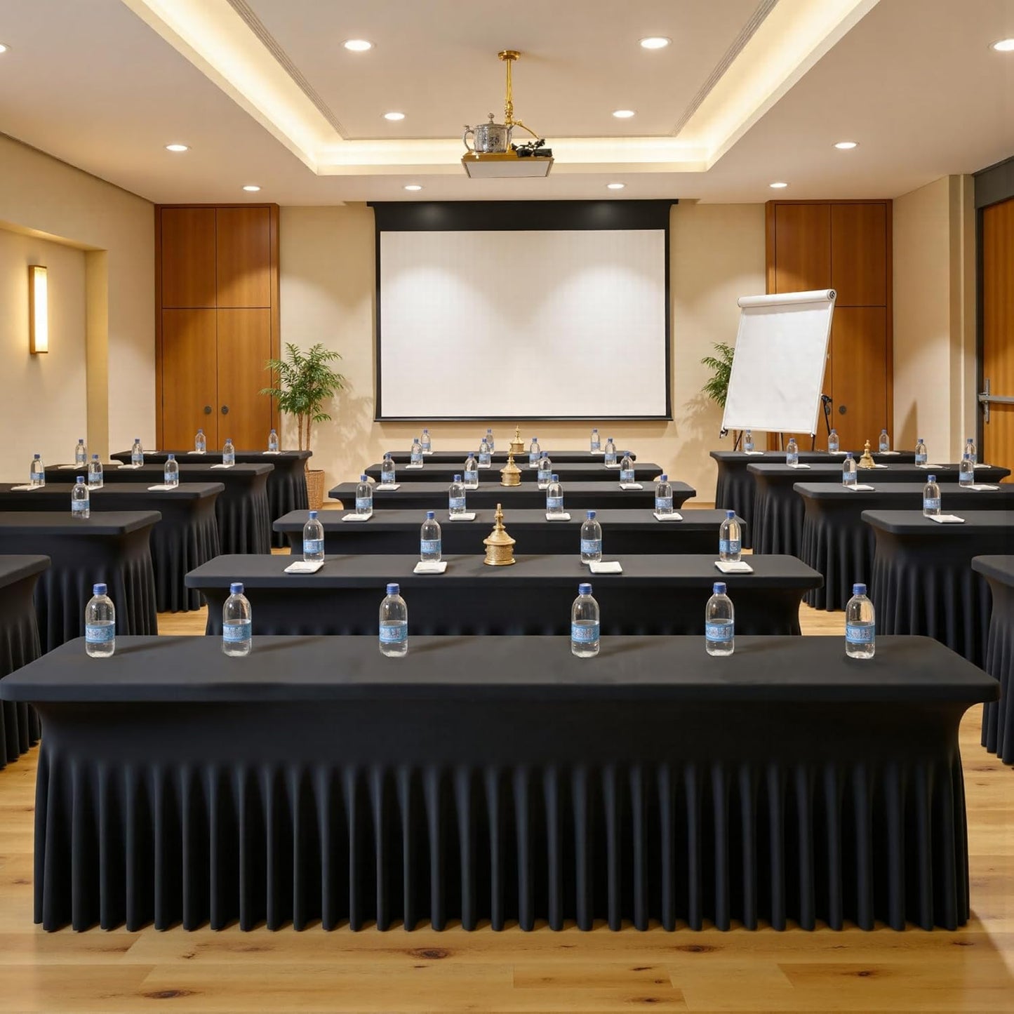 2 Pack Black Spandex Tablecloth for 8 Foot Rectangle Tables, Wrinkle Free Fitted Table Cloths 8ft Stretchy Table Clothes Cover Desk Skirt for Parties Weddings Birthday Banquet Baby Shower