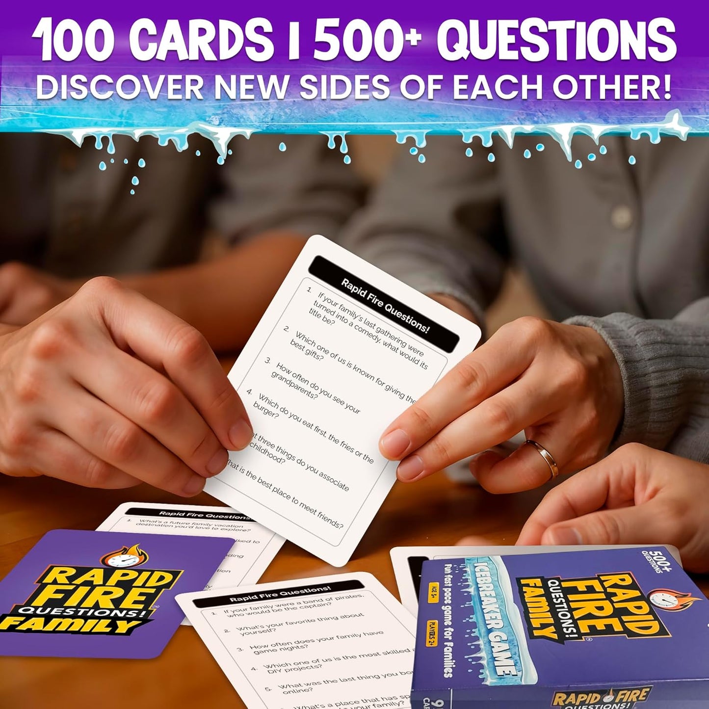 QUOKKA Family Conversation Cards Game - Break The Ice Game for Kids and Families - Icebreaker Cards with 500+ Questions - Family Game for Kids 8-12 - Perfect for Families Games Night I Travel Version