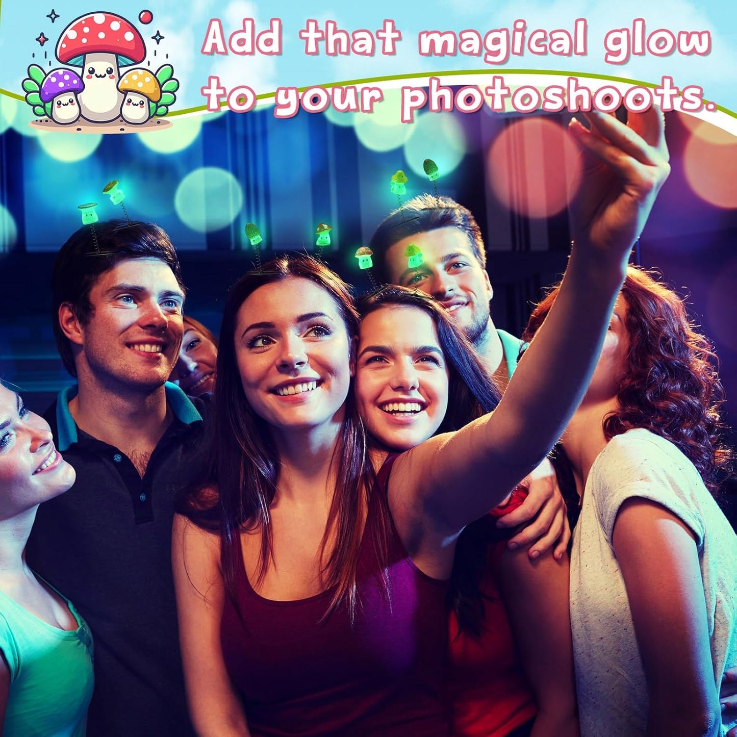 30 Pcs Mini Glow Hair Clips Girls Rave Hair Clips for Women Christmas Music Festival Holiday Party Supplies (Funny Mushroom)