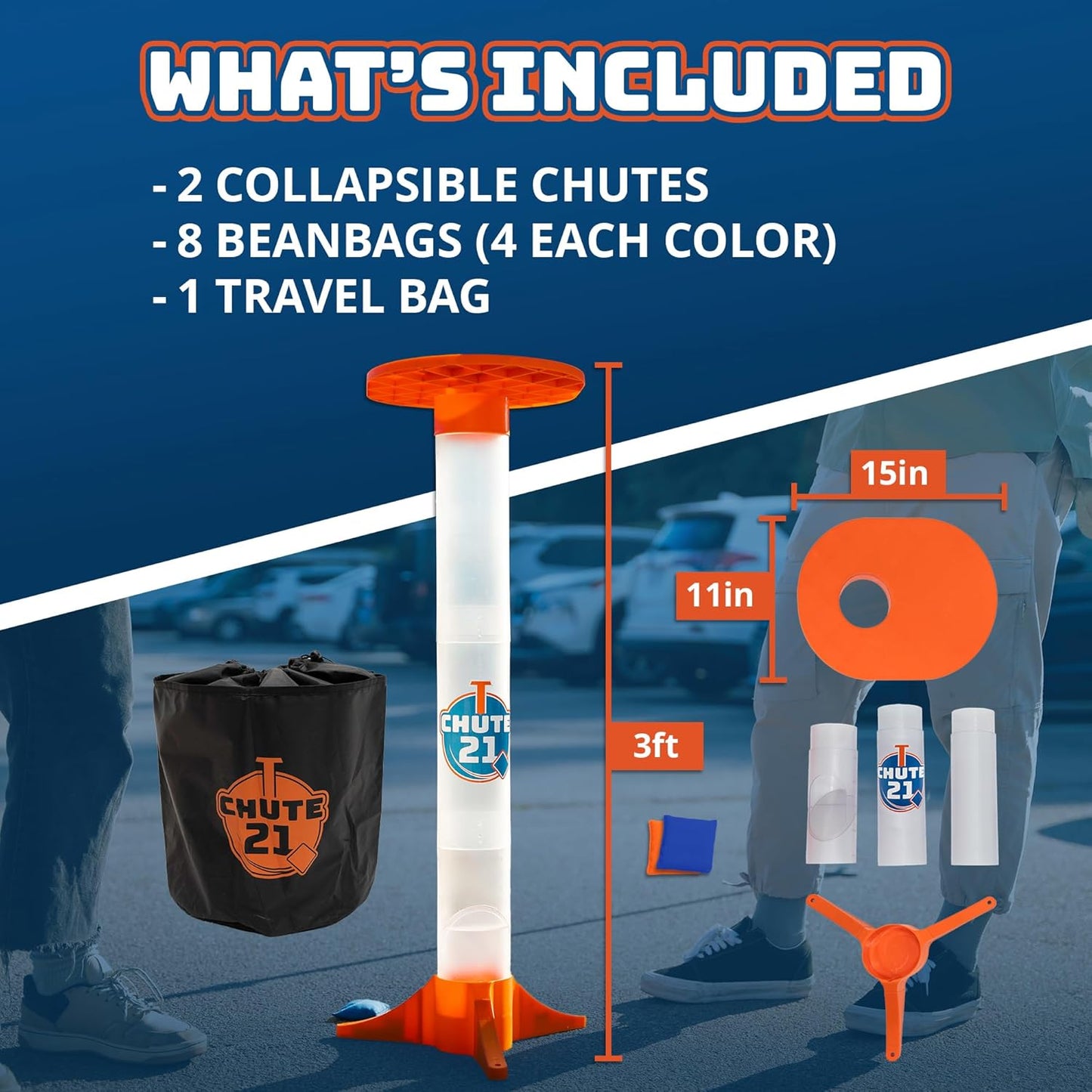 Chute 21 Toss Game – Outdoor and Indoor Bean Bag Toss Game for Backyard, Tailgating, College Parties, Family Fun Backyard Game for Adults and Teens – Portable Game Set, Easy Setup, Travel Bag Included