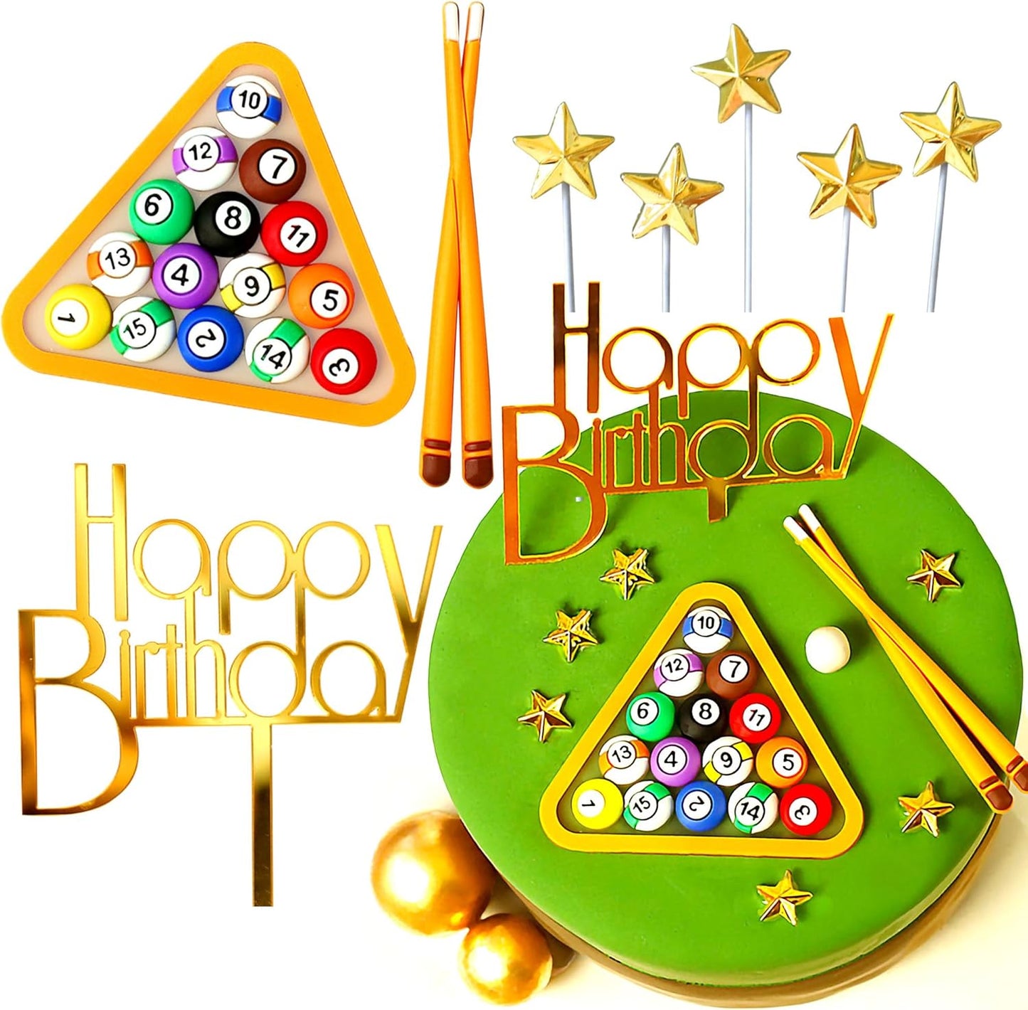 Billiards Cake Topper Billiards Ball Birthday Party Supplies Billiards Ball Birthday Cake Decoration Pool Cake Decorating birthday