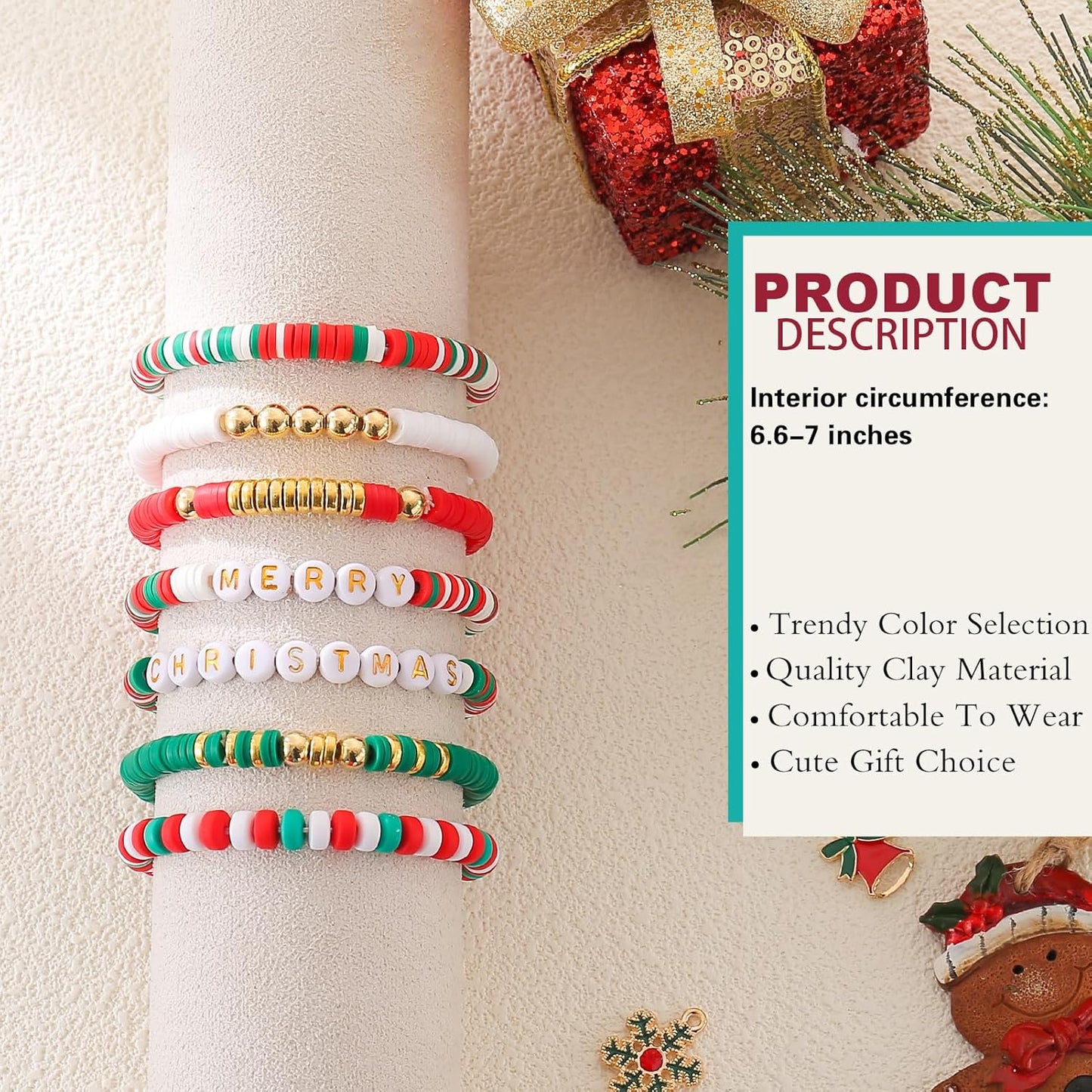 Friendship Bracelets Trendy Heishi Clay Bead Bracelets Stack Gold Beaded Stretch Bracelets for Women Boho Stackable Bracelets Bulk Cute Preppy Jewelry