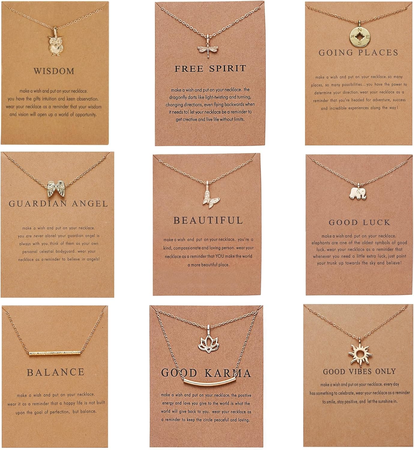 Rrdaily Stylish 9Pcs Gold Plated Necklace Set for Women,Simple Wings Butterfly Pendant Collarbone Necklace,Striking Friendship Birthday Festival Jewelry Gifts