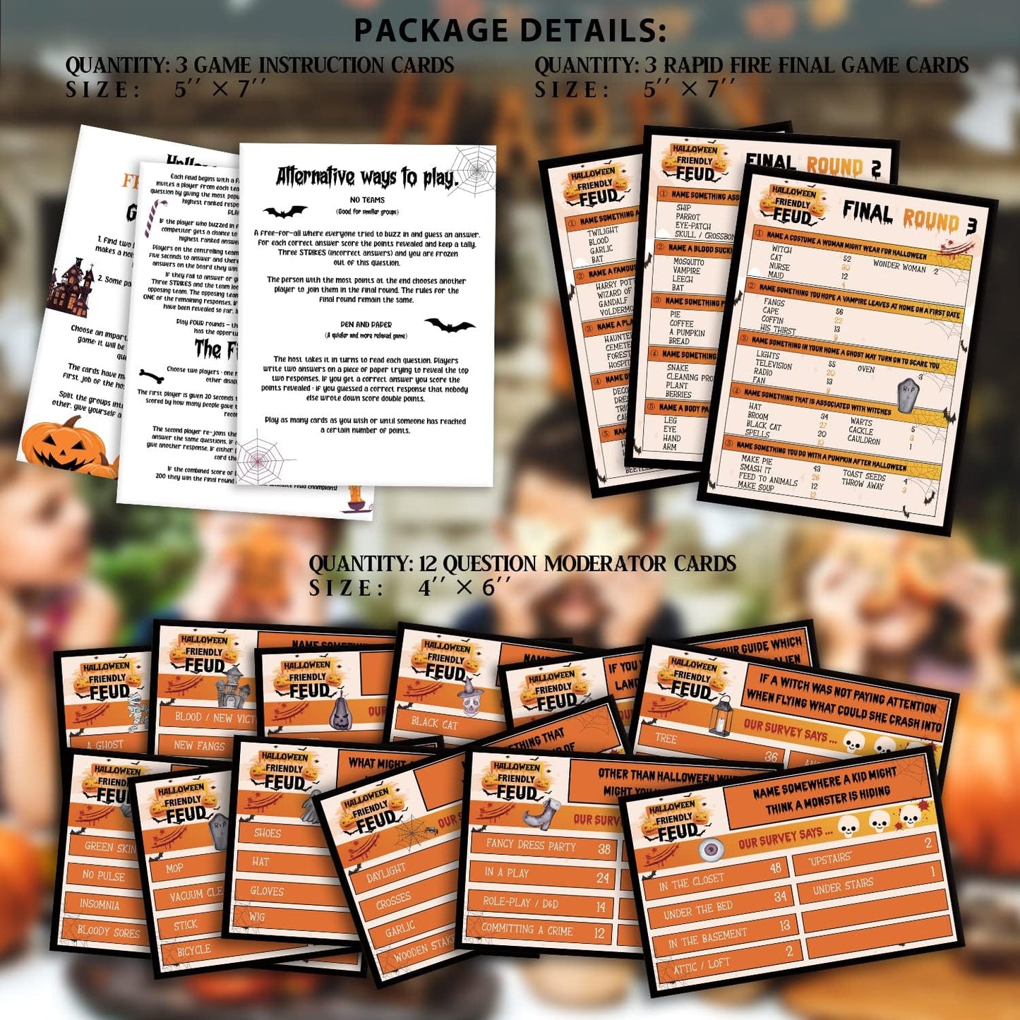 Halloween Friendly Feud Quiz, Family Feud Quiz, Baby Shower Game Night, Halloween Party Game, Family Activity, Feud Trivia Quiz, Baby Shower Game - 004I