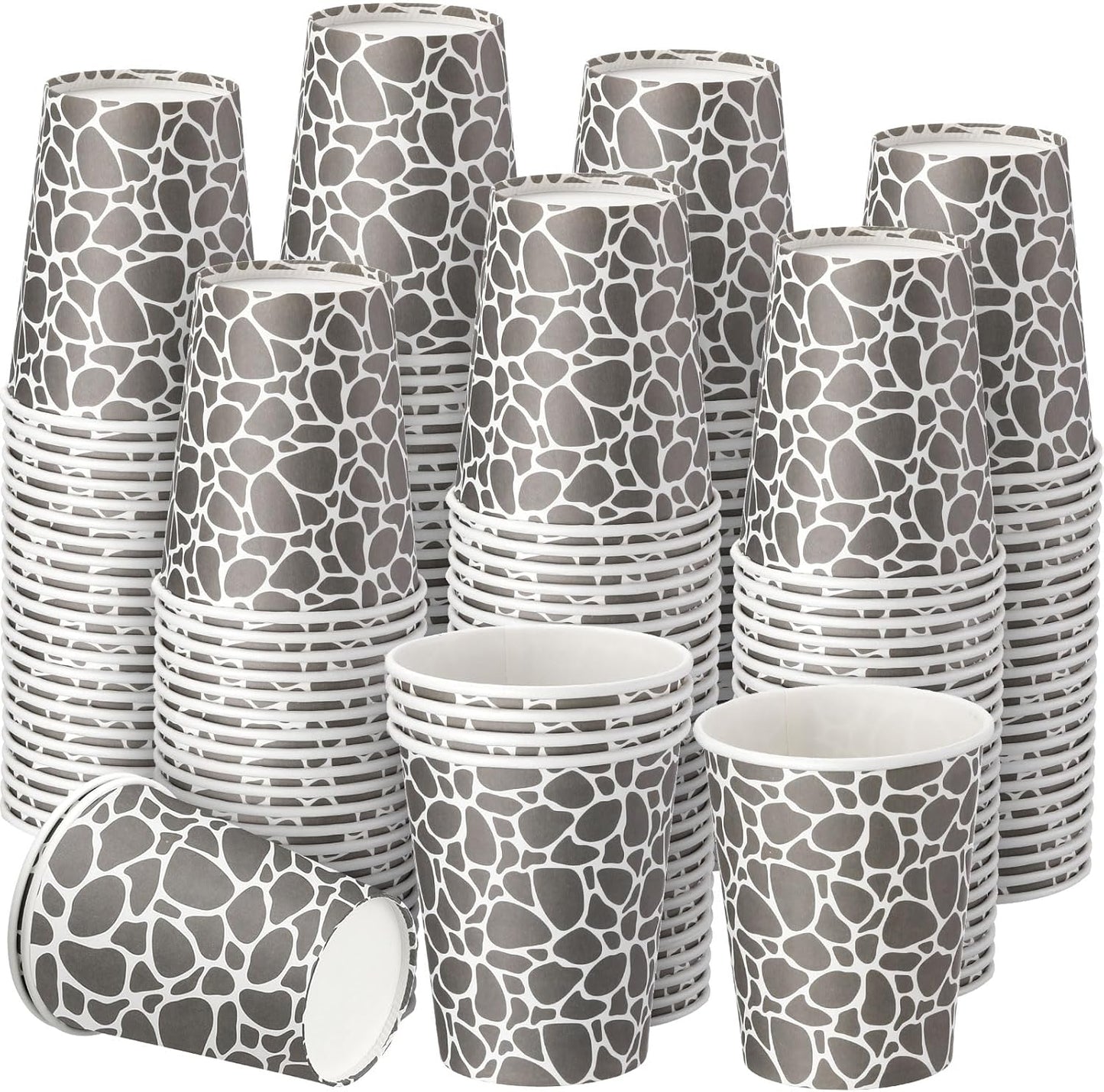 Patelai 150 Pack 9 oz Paper Disposable Coffee Cups 9 oz Geometric Hot or Cold Beverage Drinking Cup for Water Juice Coffee or Tea