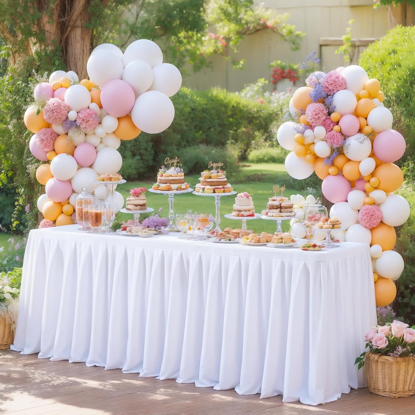 6 Pack White Rectangle Tablecloth 6 FT Stretch Spandex Fitted Table Cloth for 6 Foot Rectangle Tables Banquet Tablecloths Wrinkle Free Table Cover Stitch Ruffle Table Skirt for Party Wedding Birthday