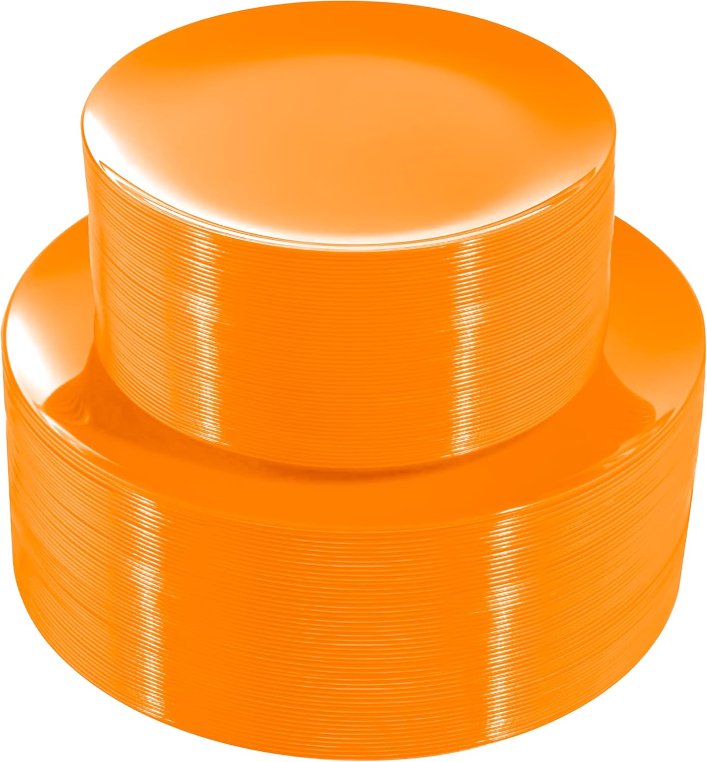 PULOTE 100PCS Orange Plastic Plates - Premium Hard Orange Disposable Include 50 Each(10.25 Inch Dinner & 7.5 Inch Dessert) Plates, Ideal for Thanksgiving Party