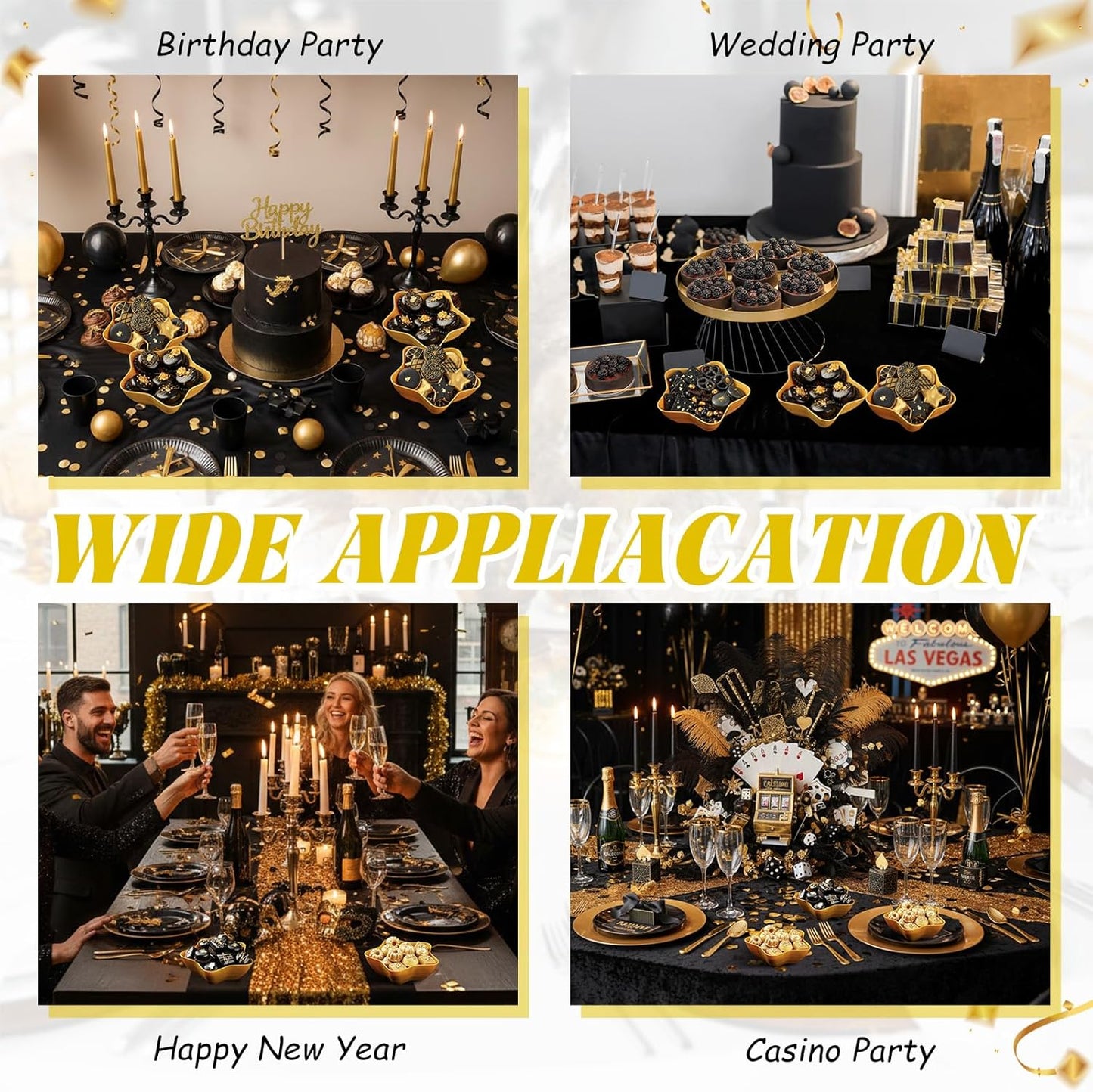 Honeydak 20 Pcs Gold Star Shaped Plastic Bowls Star Dessert Plates Gold Snack Salad Bowl Party Candy Bar Containers Serving Dishes for Chips Buffet Salad