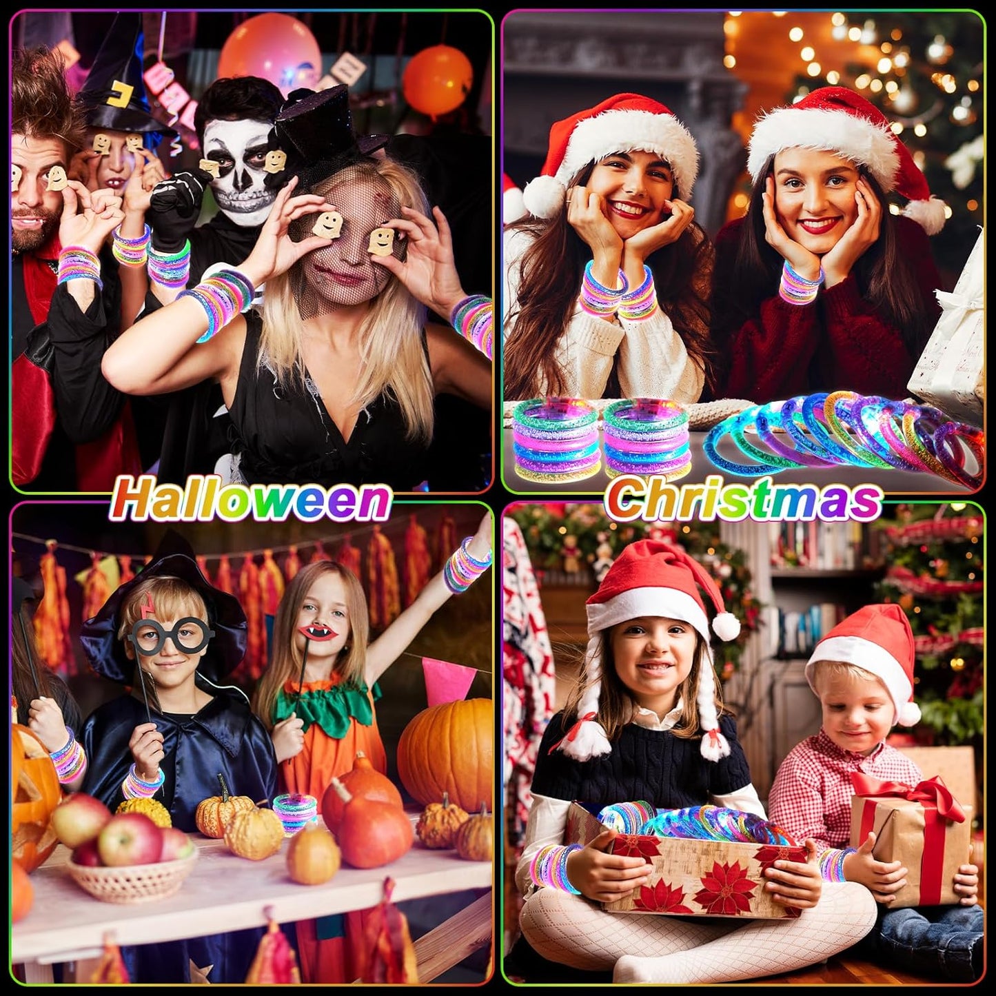 90 Pack Glow Bracelets, Glow in the Dark Party Supplies, 6 Color LED Light Up Bracelets for Adults & Kids Birthday Party Favors, Concert, New Year, Carnival, Raves