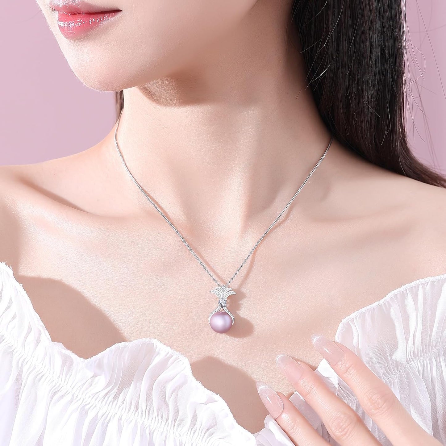 Gifts for Wife Women Anniversary -Pearl Necklace -Mom Girlfriend Her Fine Jewelry Mothers Day Valentines Christmas Birthdays Gift