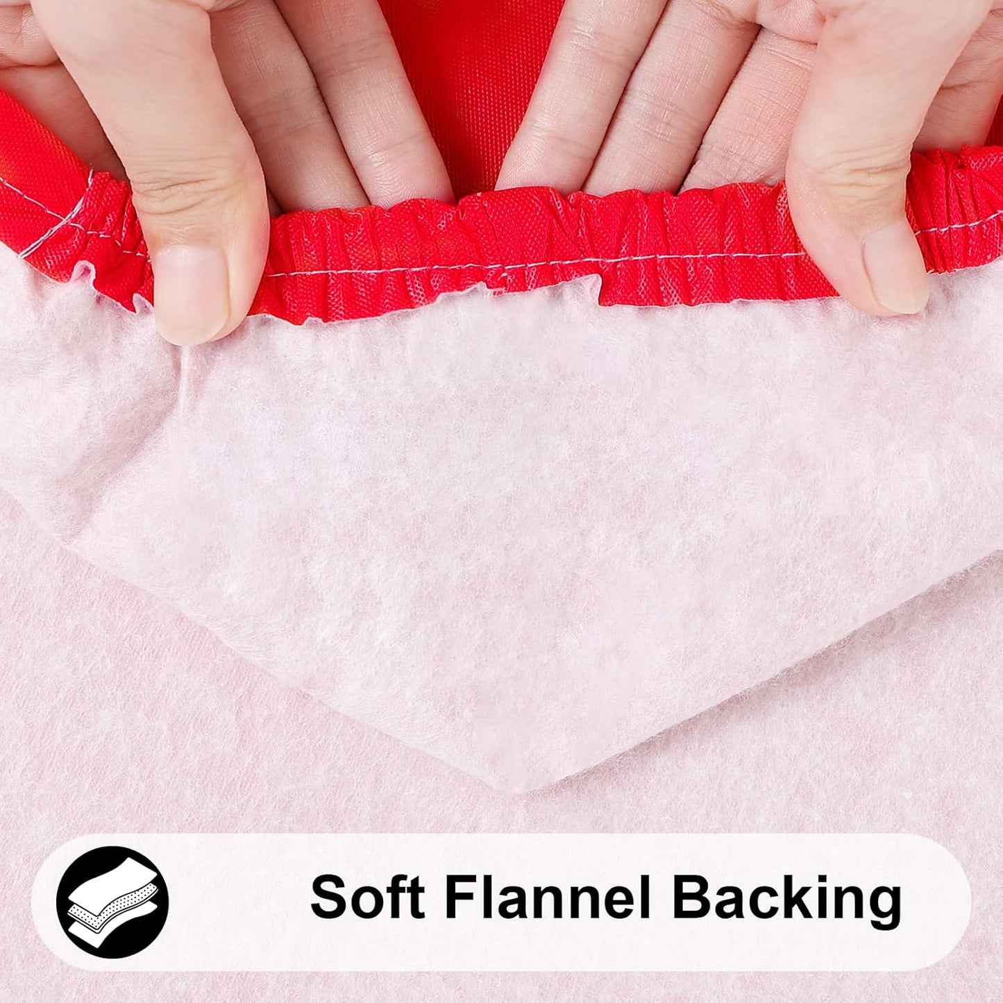 Smiry Rectangle Tablecloth, Elastic Fitted Flannel Backed Vinyl Tablecloths for 4ft Folding Tables, Waterproof Wipeable Table Covers for Indoor, Outdoor, Picnic and Camping (Red, 30"x48")