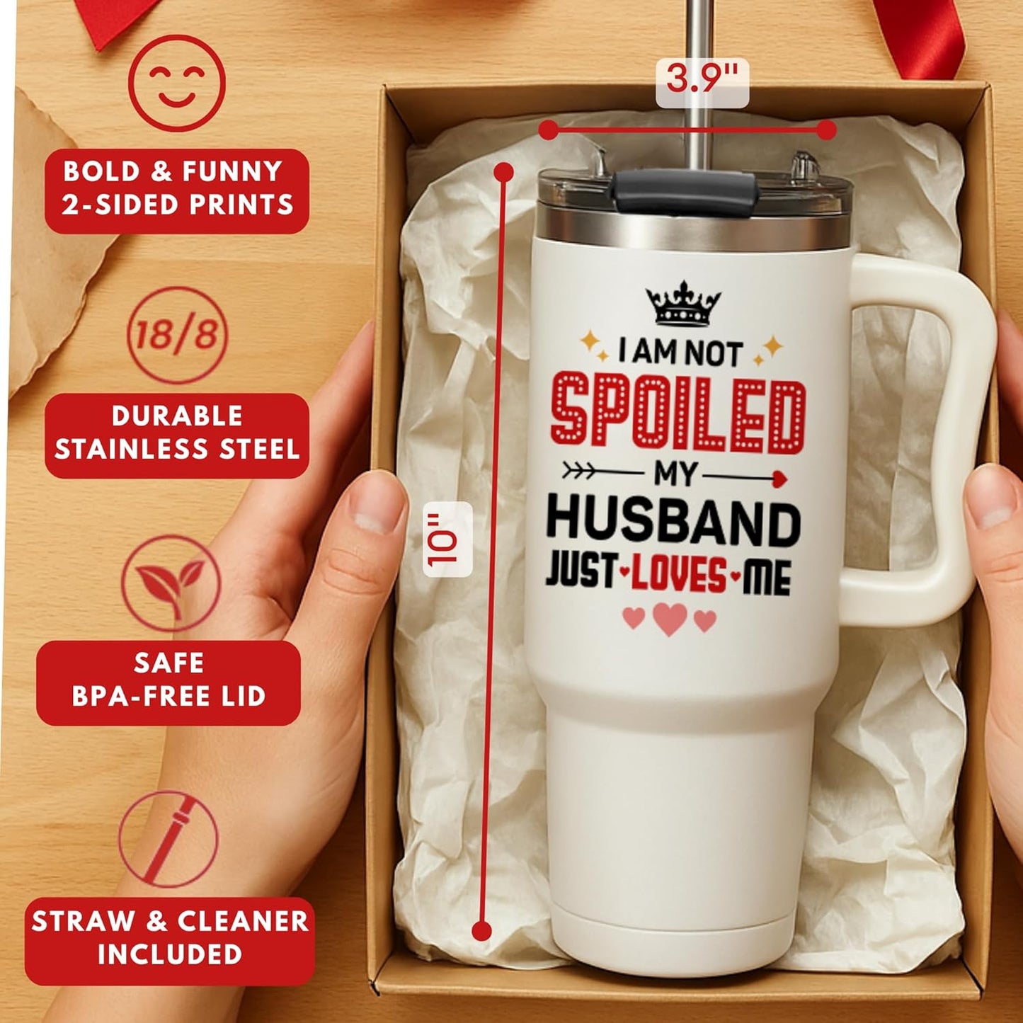 Christmas Gifts for Wife from Husband, Anniversary Wedding Gifts for Wife, Wifes Birthday Gift Ideas, Wifey Cup Present for Her - Wife Gift for Valentine's Day, Christmas - Wives Coffee Mug 40 Oz