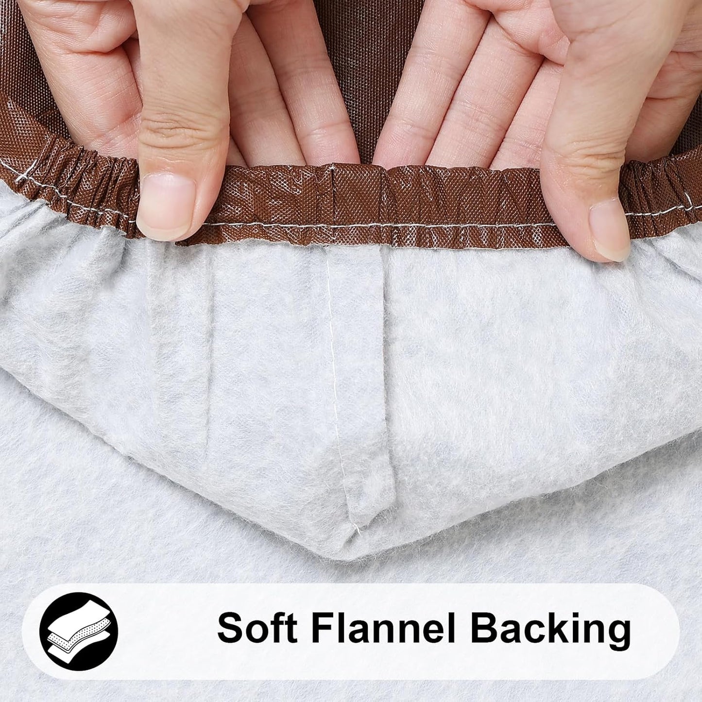 Smiry Rectangle Tablecloth, Elastic Fitted Flannel Backed Vinyl Tablecloths for 6ft Folding Tables, Waterproof Wipeable Table Covers for Indoor, Outdoor, Picnic and Camping (Coffee, 30"x72")