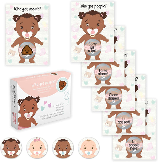 Party Hearty Baby Shower Games for Girl, 33 Poopie Emoji Scratch Off Lottery Tickets, Baby Games Ideas, Scratch Off Game
