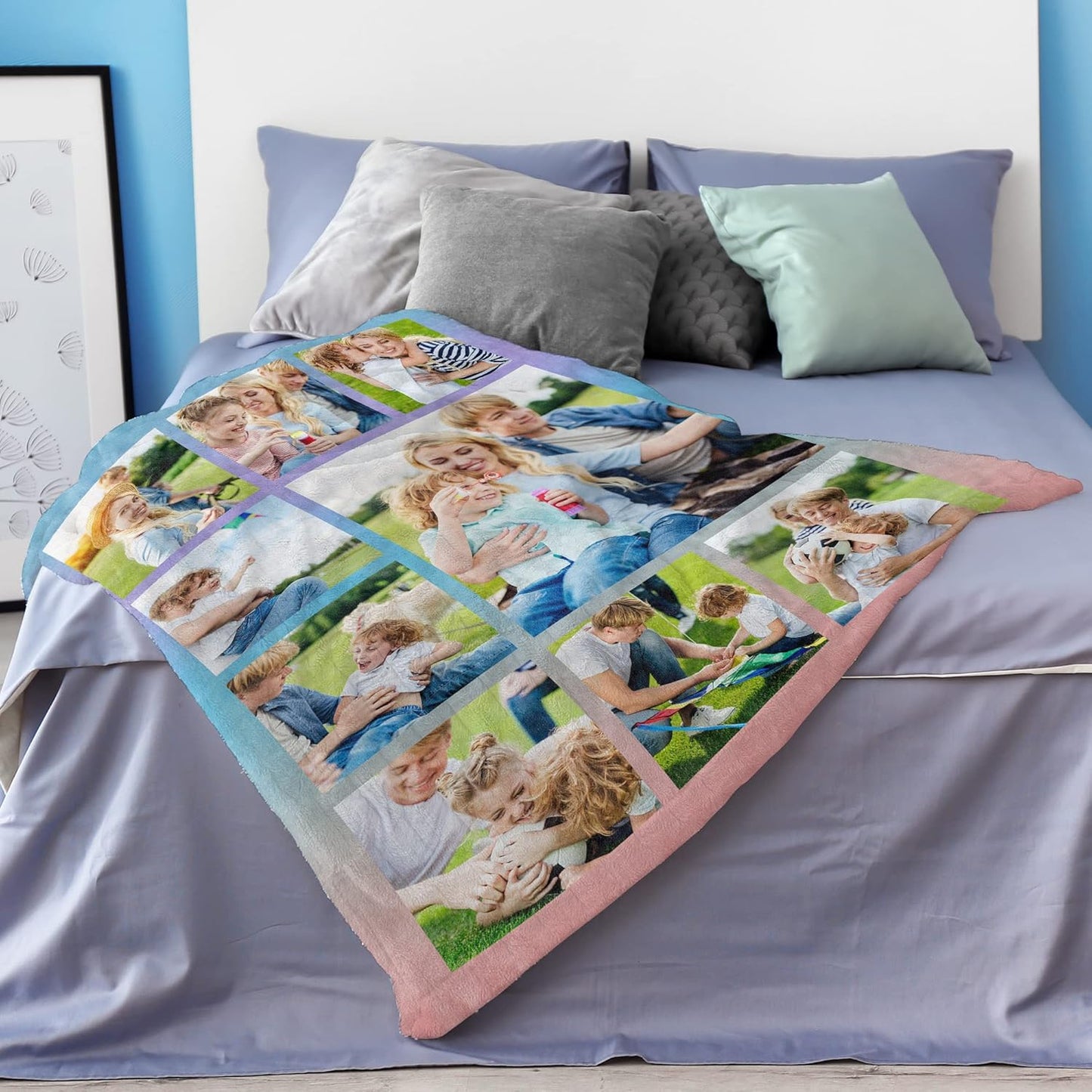 Custom Blanket with Photos Personalized Picture Throw Blankets Gifts for Women Lover Friend Customized Picture Gifts Flannel Blanket Christmas Anniversary Birthday Wedding 40"X50" Made in USA