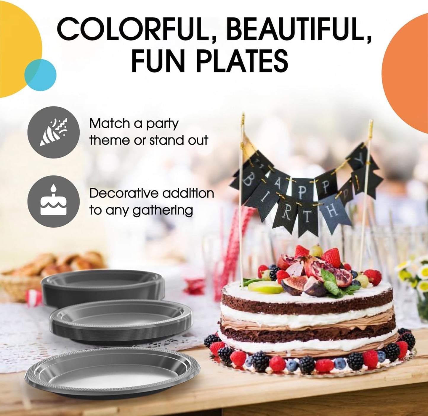 Exquisite Party Solids Silver Plastic Plates For Party 7" Silver Disposable Plates Heavy Duty 100 Pcs Plastic Dinnerware Sets Heavy Duty 350 GSM Disposable Dinnerware Set