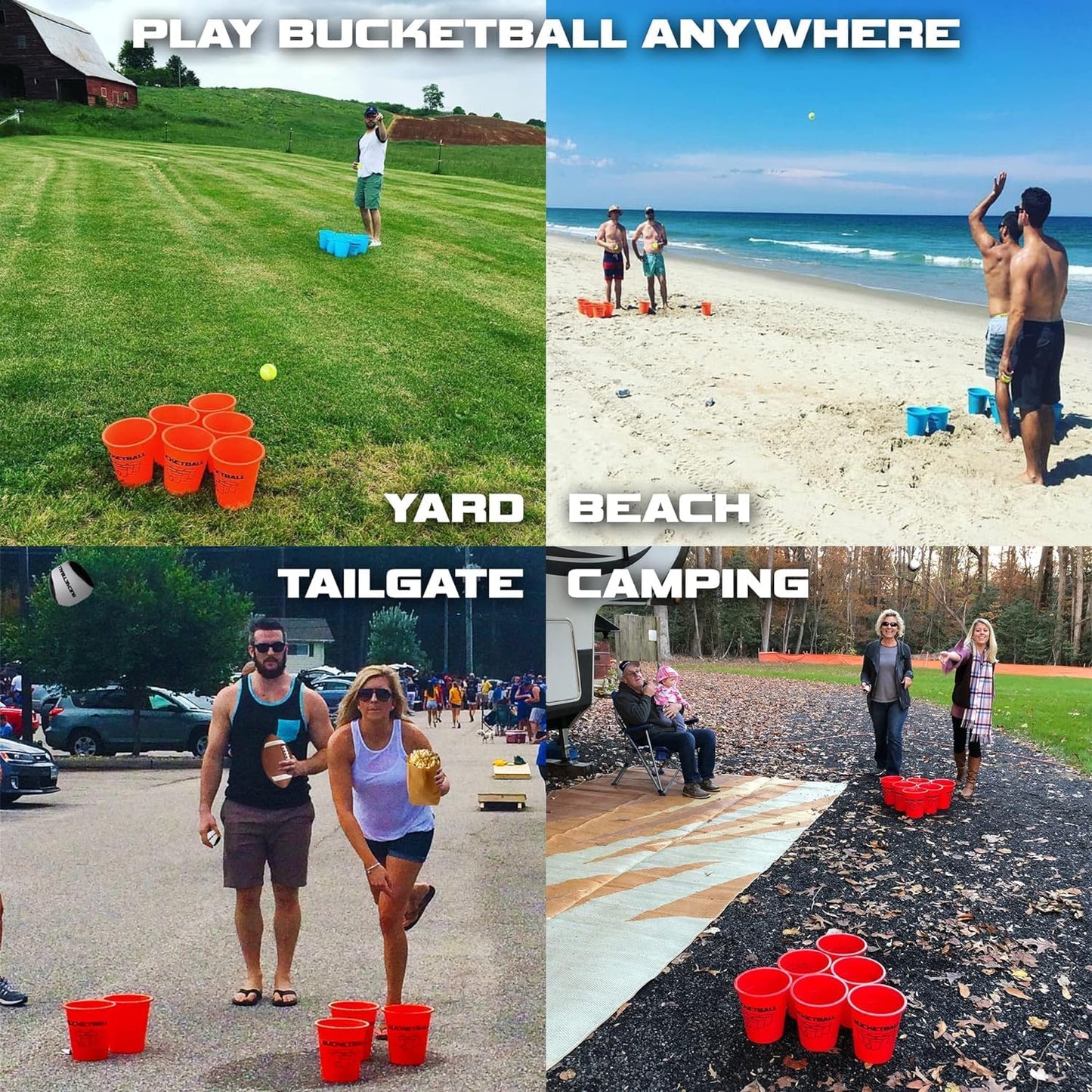 BucketBall | Original, Largest & Most Durable Brand | Supports USA Jobs | Ultimate Outdoor & Tailgate Game | Perfect for Beach, Pool, Lawn, Yard, Camping