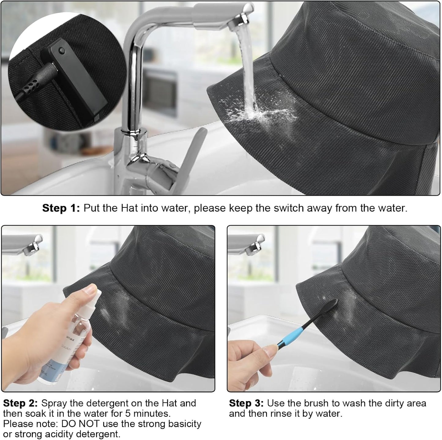 LED bucket hat, Rave hat with light up hat 7 colors crazy hat, Glowing in the dark hat with USB rechargeable