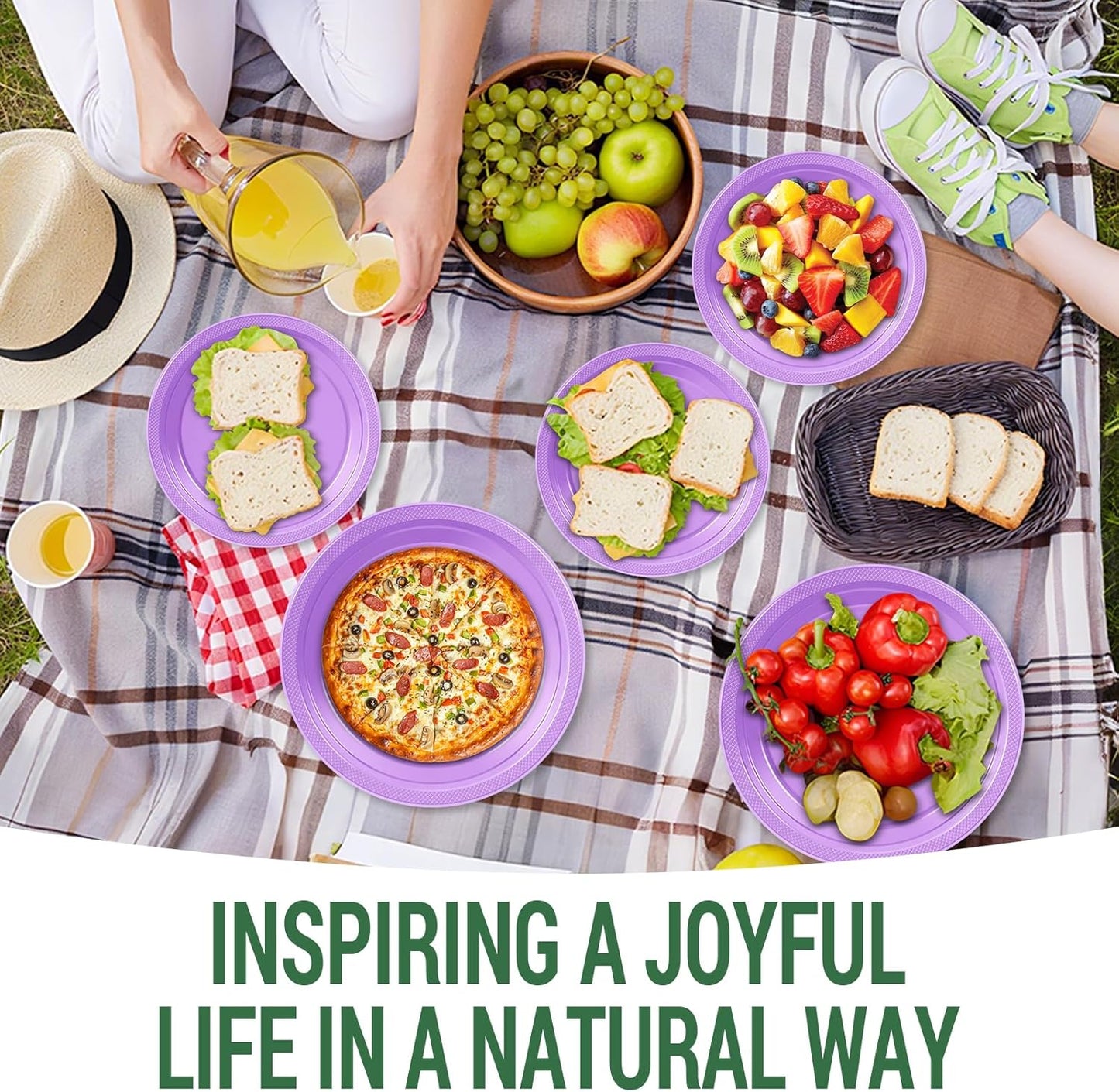 50 Lavender Plastic Plates For Party, Includes 25-9" & 25-7" Cake Dessert Plastic Dinner Plates Disposable For Party Supplies