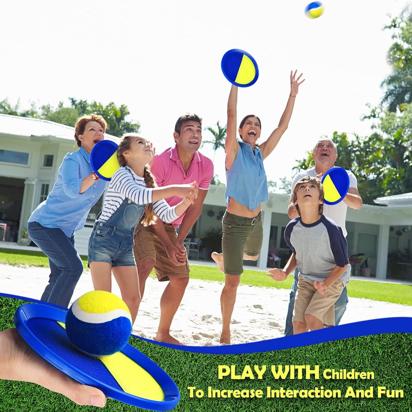 Charniol Kids Toys Toss and Catch Game Set 12 Paddles 6 Balls Beach Game Outdoor Ball Sports Games Toss and Catch Ball Set with Paddles Ball Nylon Catch Toys for Kids Adults