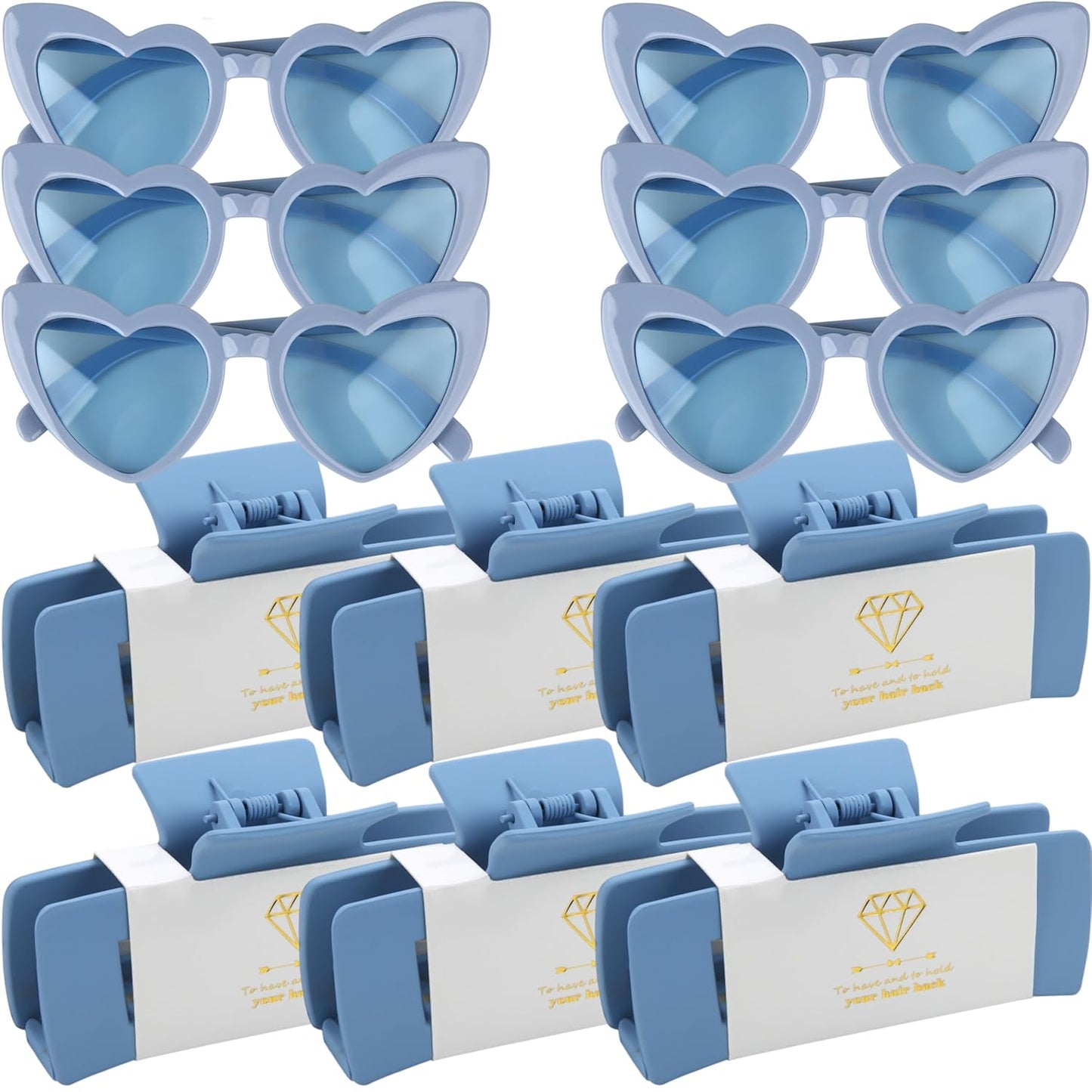 12pcs Bridesmaid Proposal Gifts 4.1inch square Bachelorette Claw Clips Sunglasses set of 12 Girls Trendy Cute Hair Clips for Wedding Party Favors(Dusty Blue 12pcs)