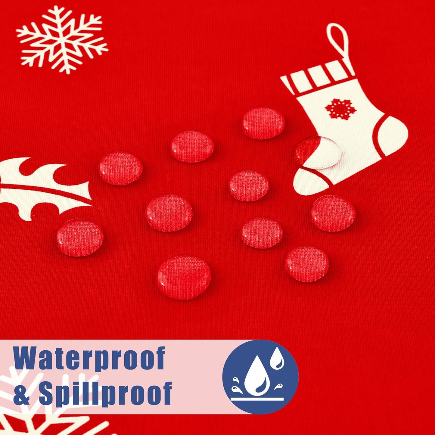 Spandex 8 Foot Rectangle Christmas Table Cloth 2 Pack, Elastic Fitted Tablecloths for Picnic, Stretch Washable Patio Table Cover for Christmas Dinner (Box Snowflake, 30"x96")