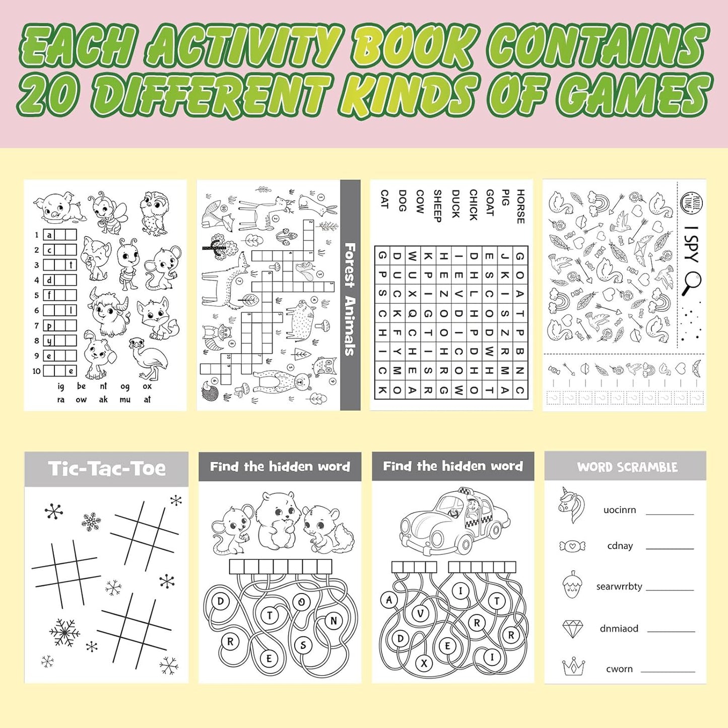 Hungdao 240 Pcs Mini Activity Books for Boys and Girls, Fun and Games, Challenging Activities Include Mazes, Word Scramble and More Bulk Gifts for Students Party Classroom Goodie Bag Stuffers
