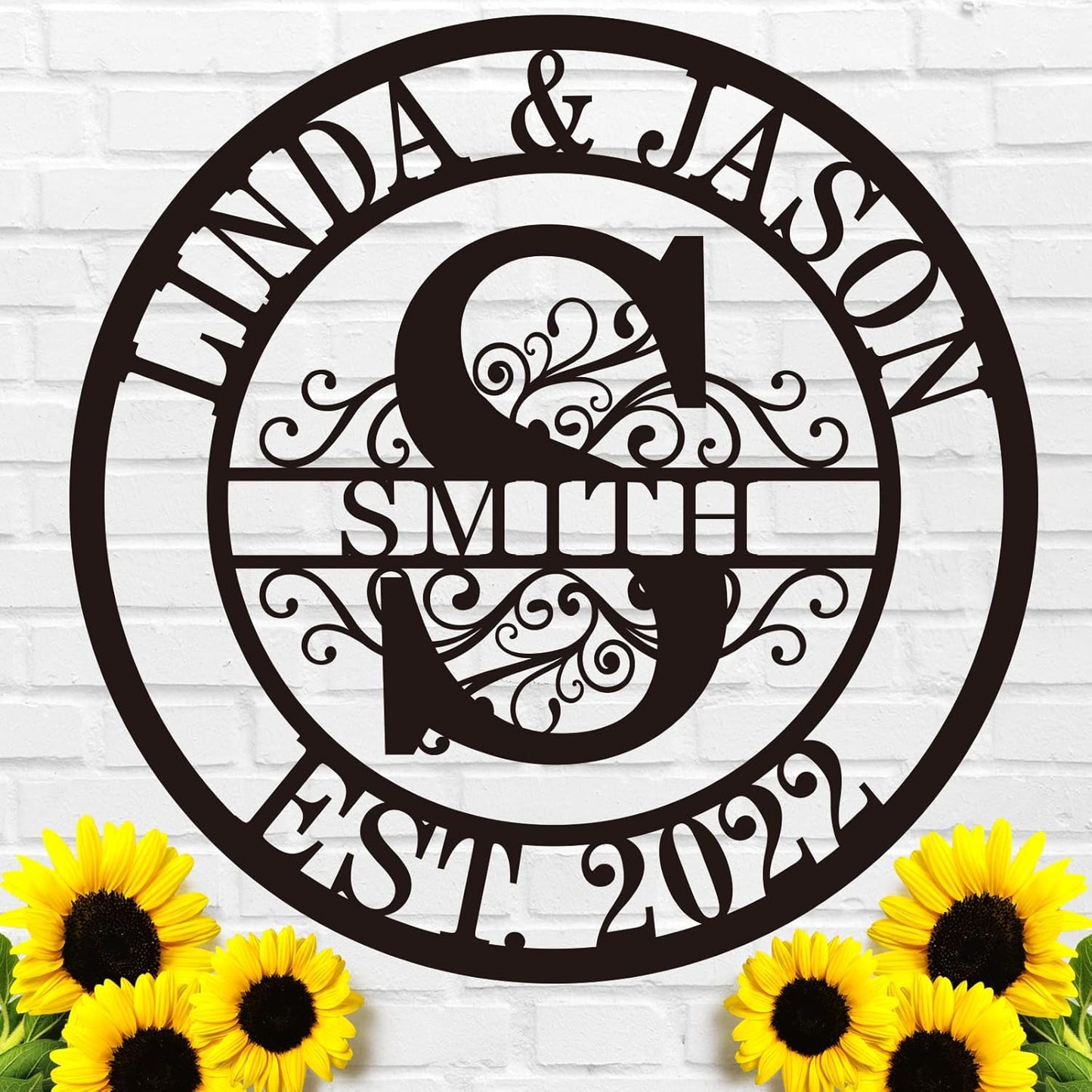 Custom Metal Name Sign, Custom Last Name Sign,Metal Last Name Sign, Personalized Monogram Wall Decor with Last Name Signs Initial Split Letter, Monogram Signs Personalized Wedding Gifts