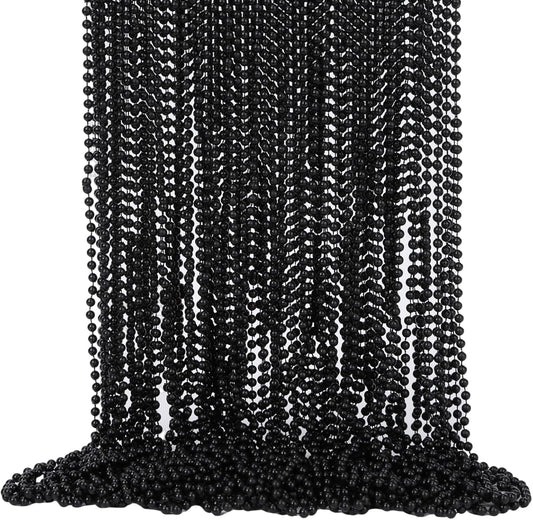 48 Pack Mardi Gras Beads Necklaces, 33 Inch Plastic Beads for Party Favors, Festival Decorations, Parade Throws, Christmas, St. Patrick's Day Celebrations