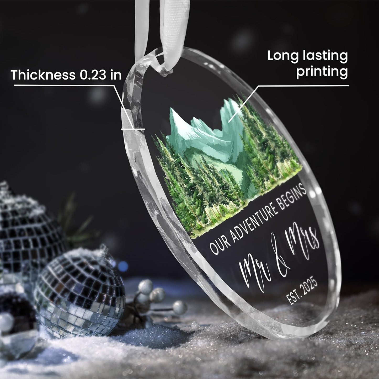 Christmas Anniversary Wedding Gifts for Couples - Mr & Mrs Glass Christmas Ornaments 2025 for Tree Decorations - Anniversary Couples Gifts for Him and Her Men Women, Husband Wife Gift Ideas
