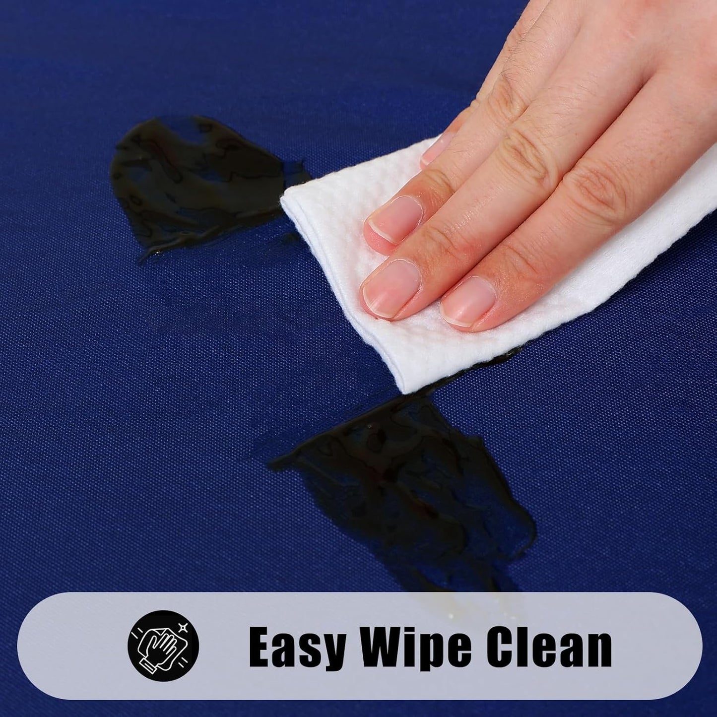 Smiry Rectangle Tablecloth, Elastic Fitted Flannel Backed Vinyl Tablecloths for 8ft Folding Tables, Waterproof Wipeable Table Covers for Indoor, Outdoor, Picnic and Camping (Navy, 36"x96")