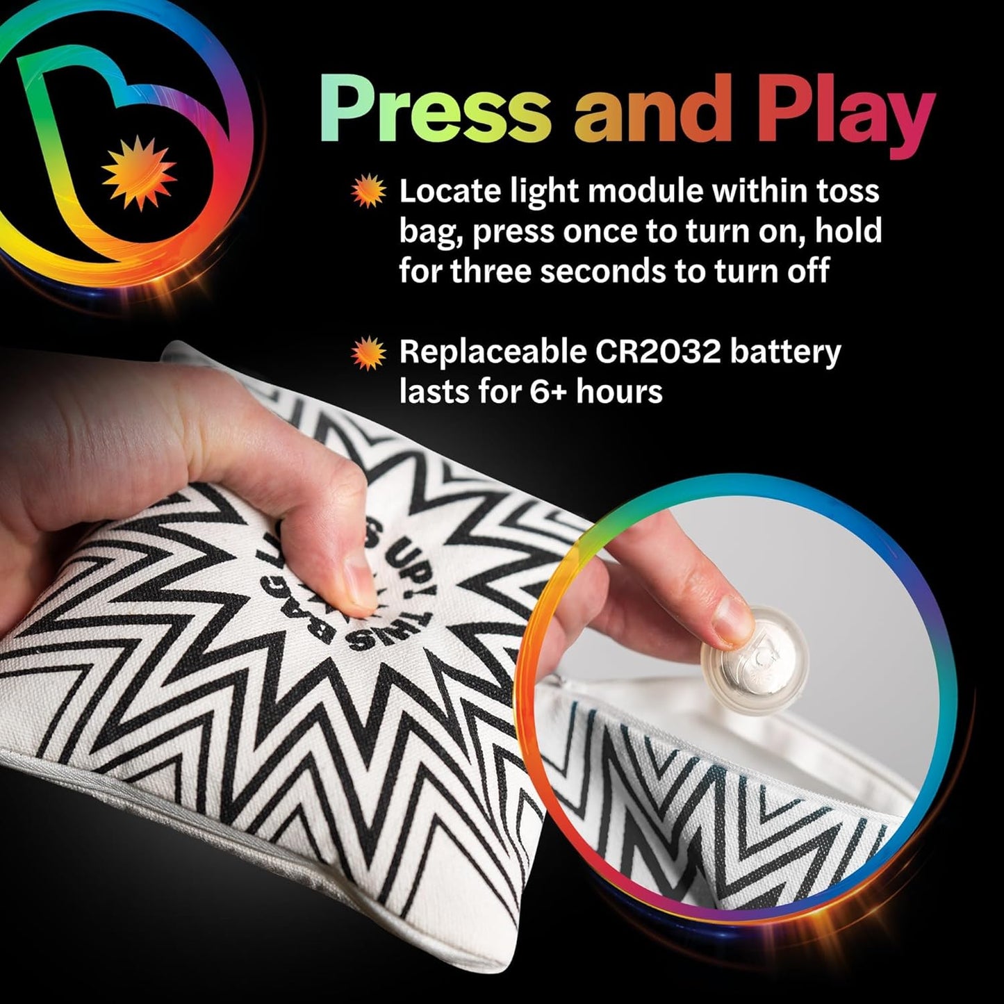 Brightz BagBrightz LED Cornhole Bags, 4-Pack - Cornhole Bean Bags That Light Up - Next Level Gameplay Experience! - 6+ Hours of Glow Time - Sold in Packs of 4 - Select Your Team Colors!