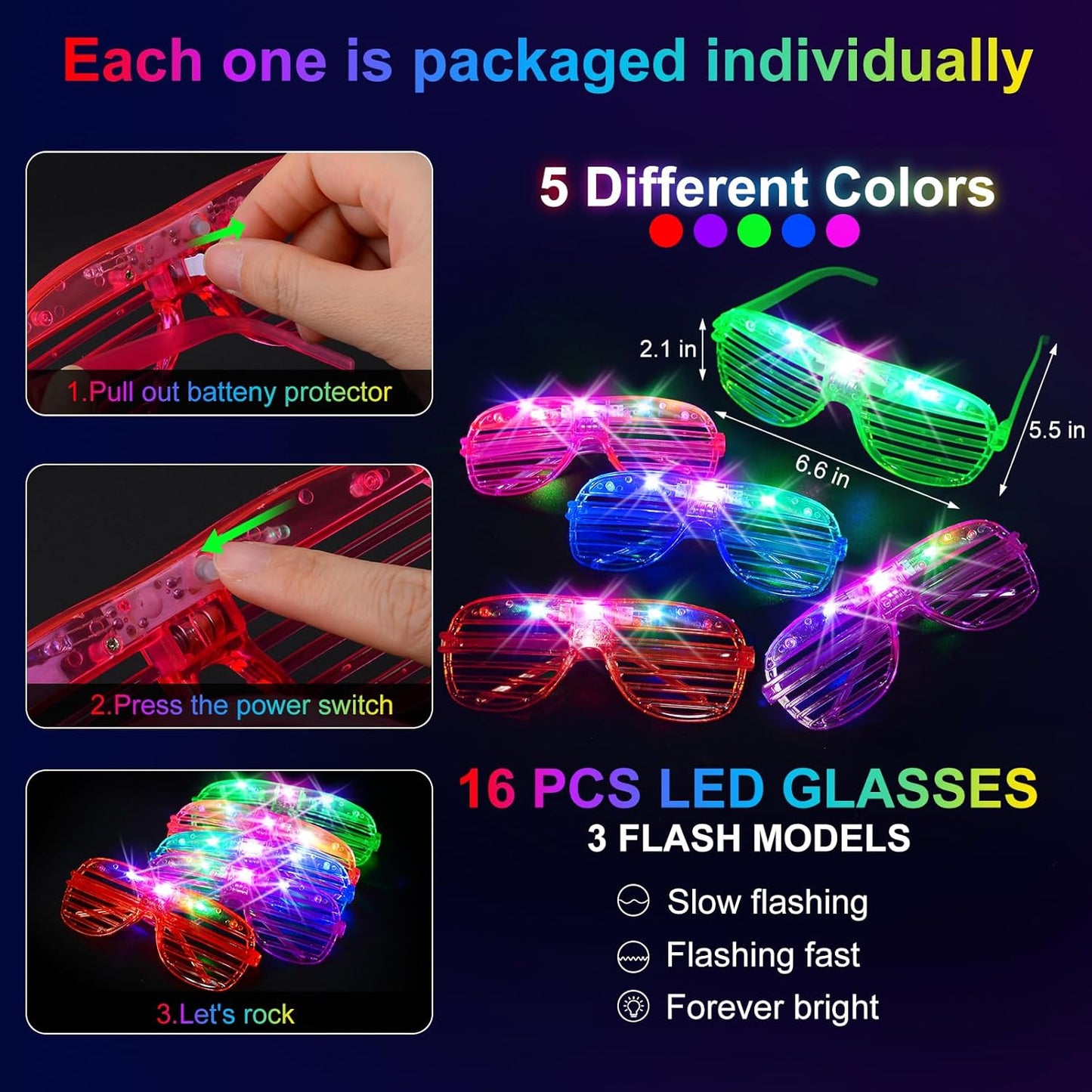 150 PCS Glow in the Dark Party Supplies, 16 Foam Sticks, 16 LED Glasses, 100 Glow Sticks and 18 Finger Lights for Neon Party, Wedding, Birthday, Concert, New Year, Carnivals, Raves